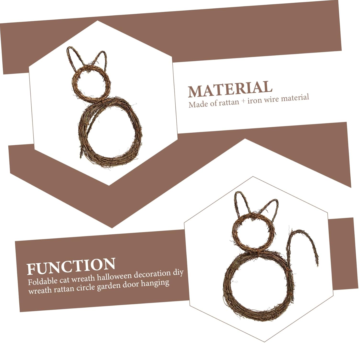 VICASKY Cat Shape Wreath Pendant Halloween Garland for Door Window Wall Compact Decor