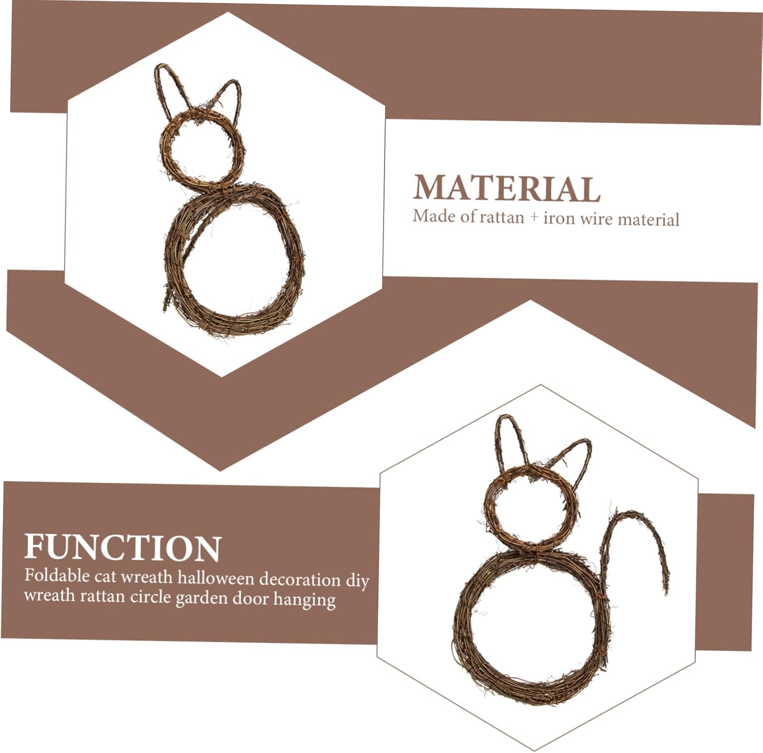 Cat Shape Hanging Wreath Halloween Decor for Doors and Windows