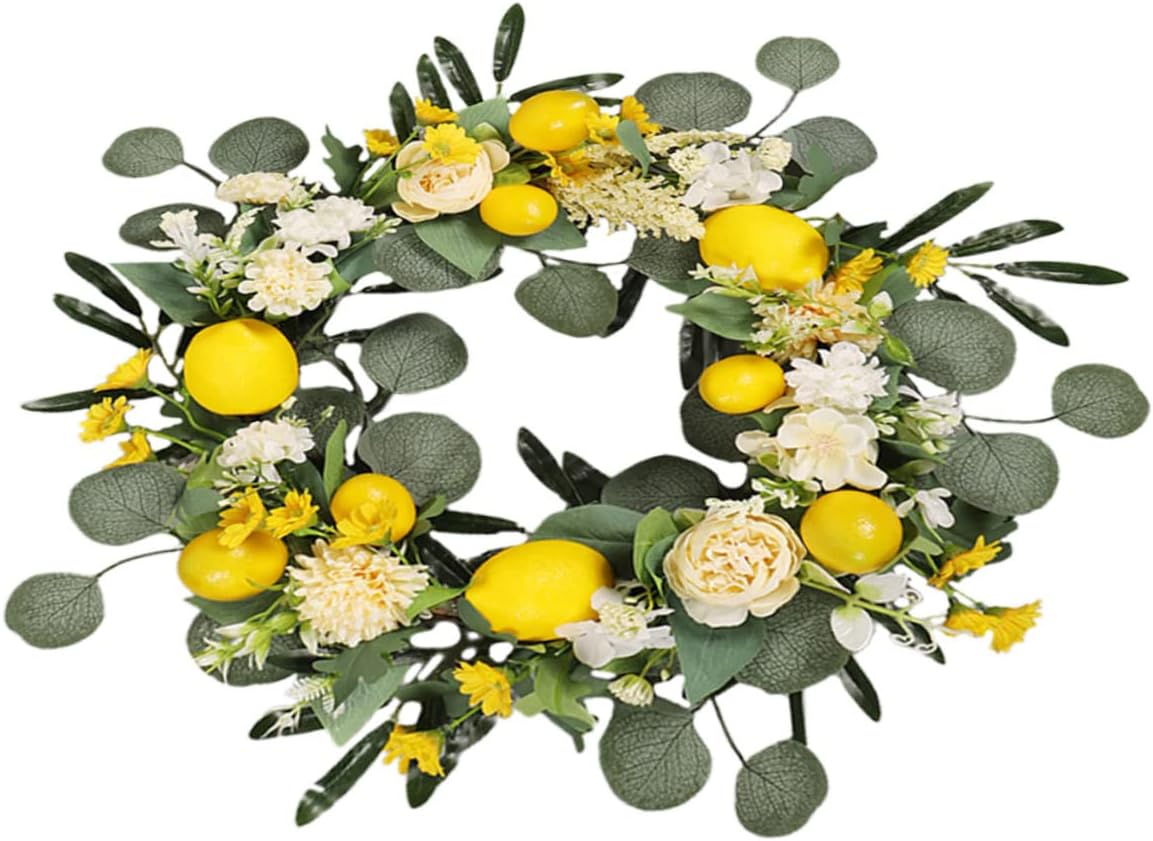 Artificial Lemon Wreath for Front Door Decor
