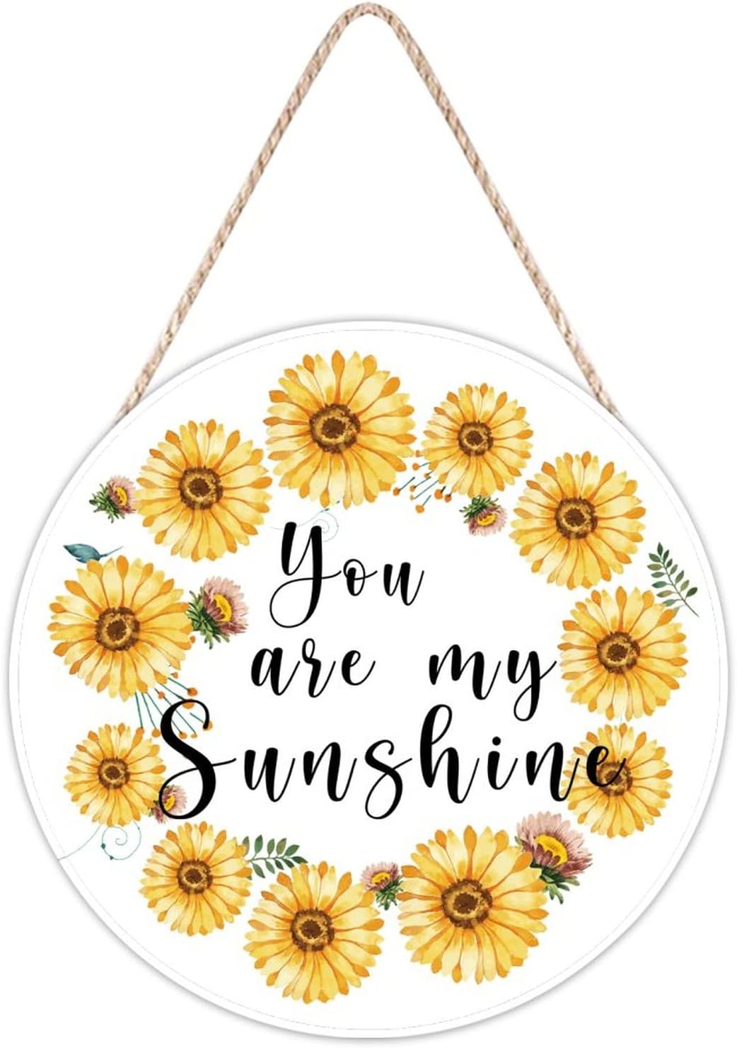 Farmhouse Front Door Hanger Vintage Sunflower Wreath Bee Wood Sign