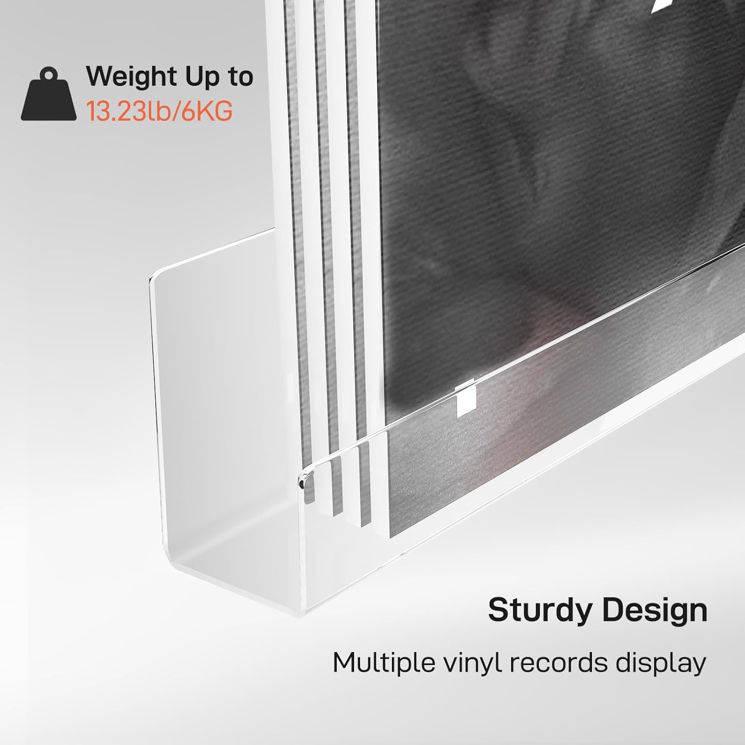 6 Pack Clear Acrylic Floating Shelves for Vinyl Record Display