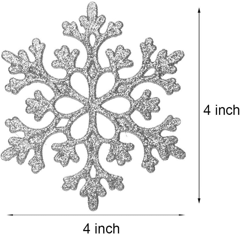 36 Piece Silver Glitter Snowflake Ornaments Set
