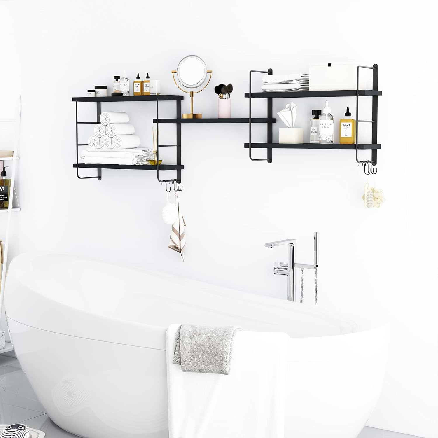 MXCSE Floating Shelves 5pcs Black Wall Mount