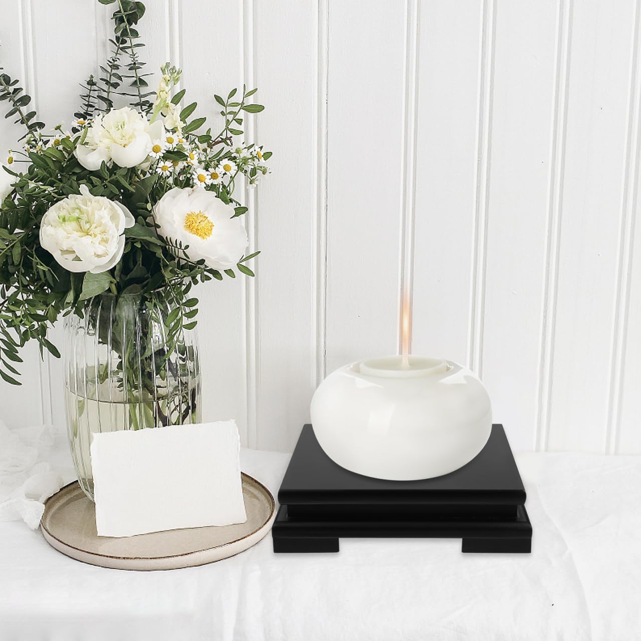 Cabilock Wooden Display Stand Black 7x7x18 Inch Pedestal
