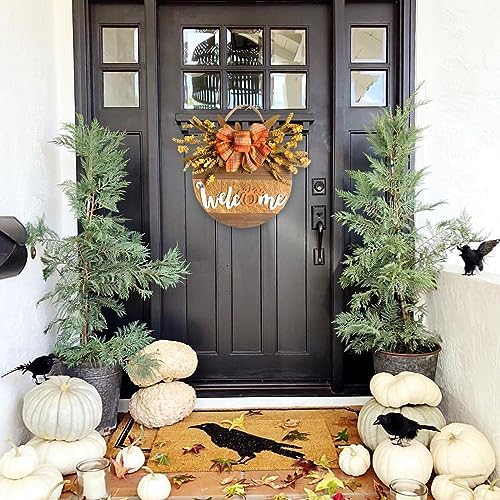 Fall Welcome Sign Decor Front Door Wreath