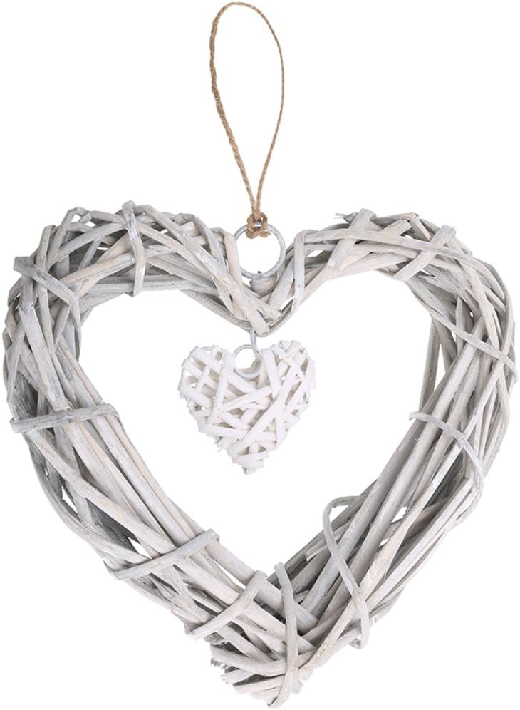 8 Inch Heart Shaped Wicker Wreath Wall Hanging