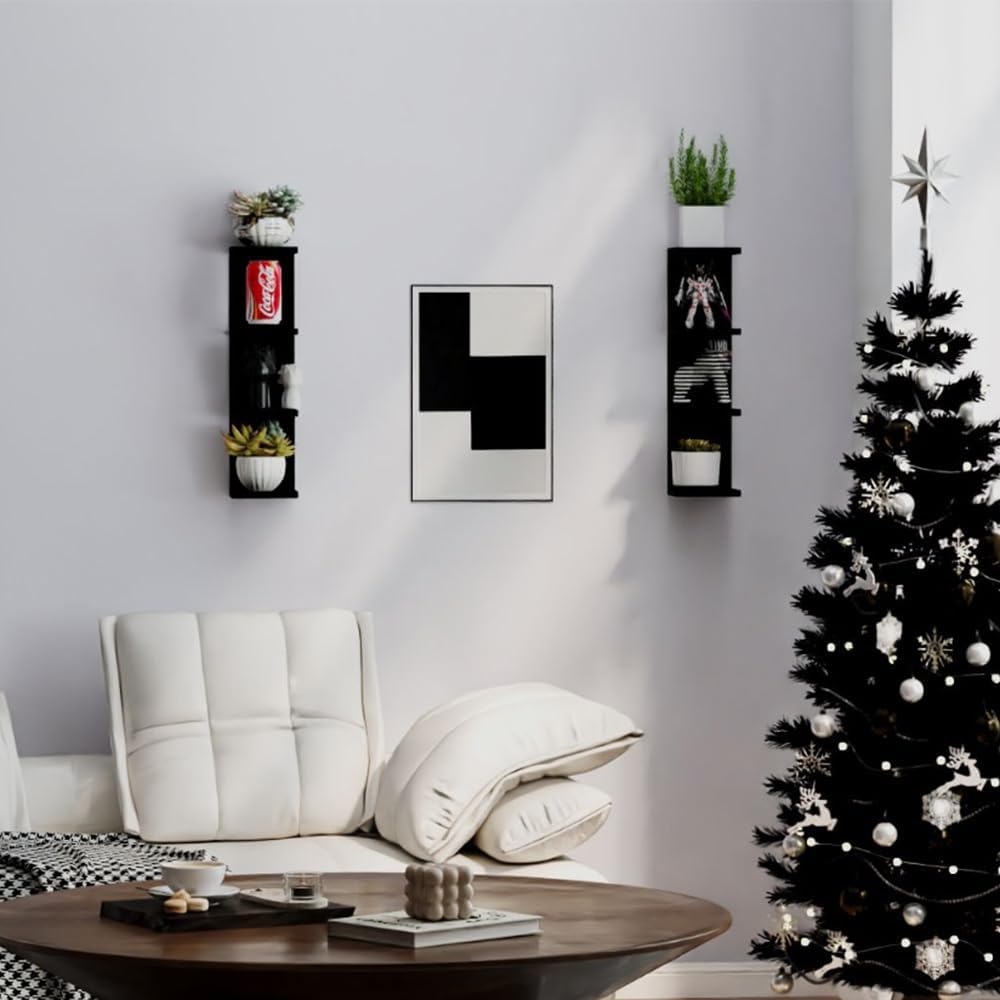 DrWall 7 Tier Black Floating Shelves Set of 2