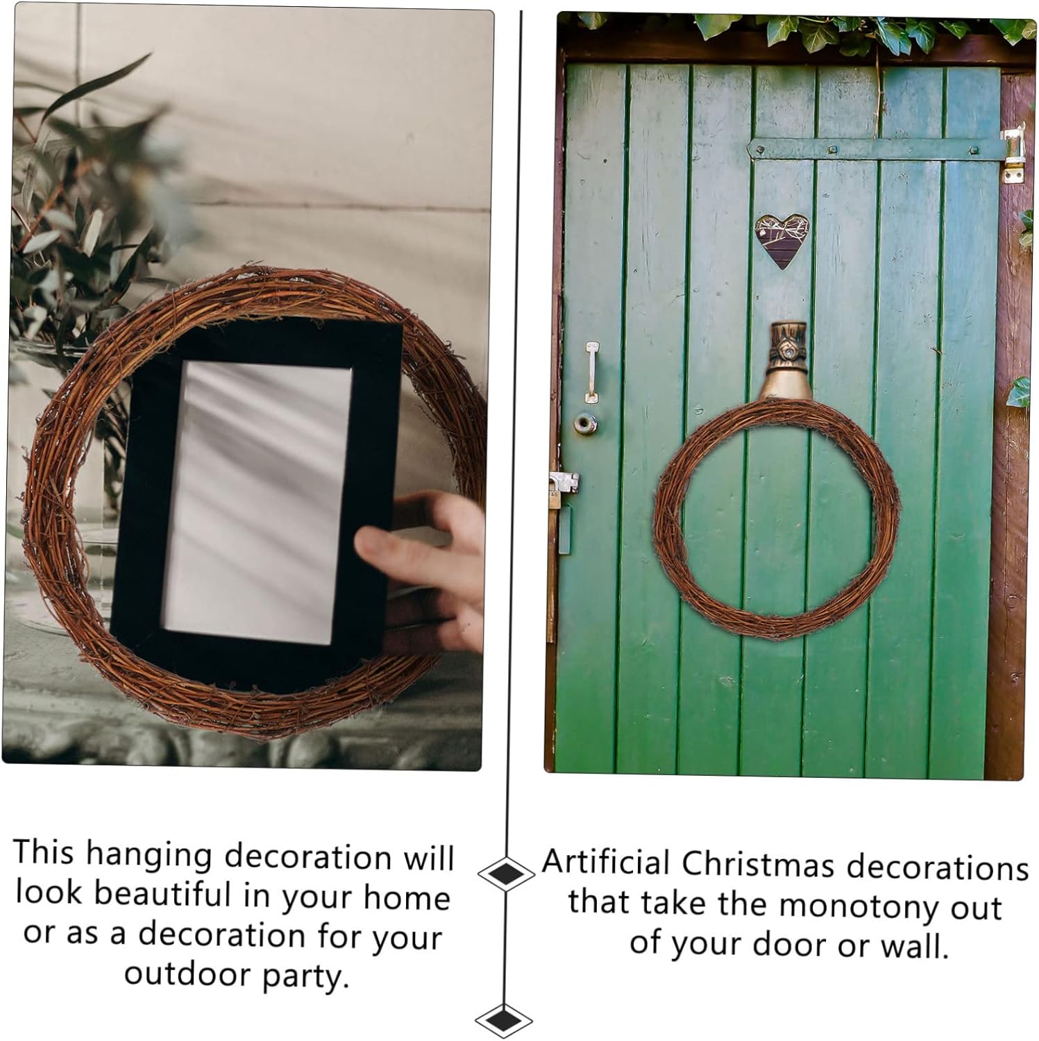 Healifty 2pcs Rattan Wreath for Home Party Decor