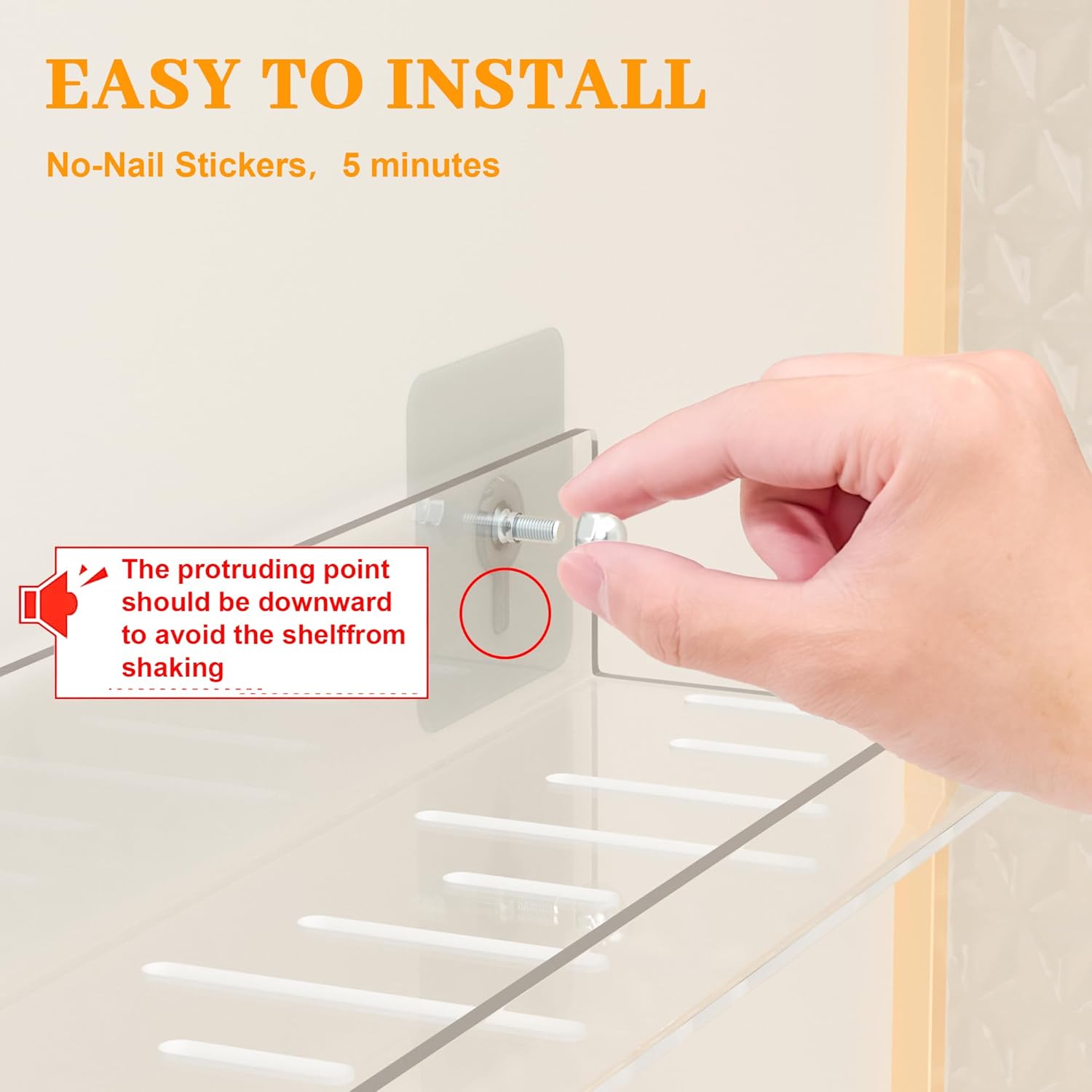 2 Pack Adhesive Floating Shelves for No Drilling Wall Storage