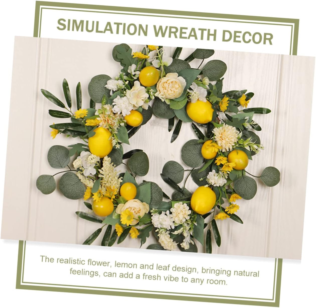 PRETYZOOM Realistic Lemon Flower Wreath for Front Door