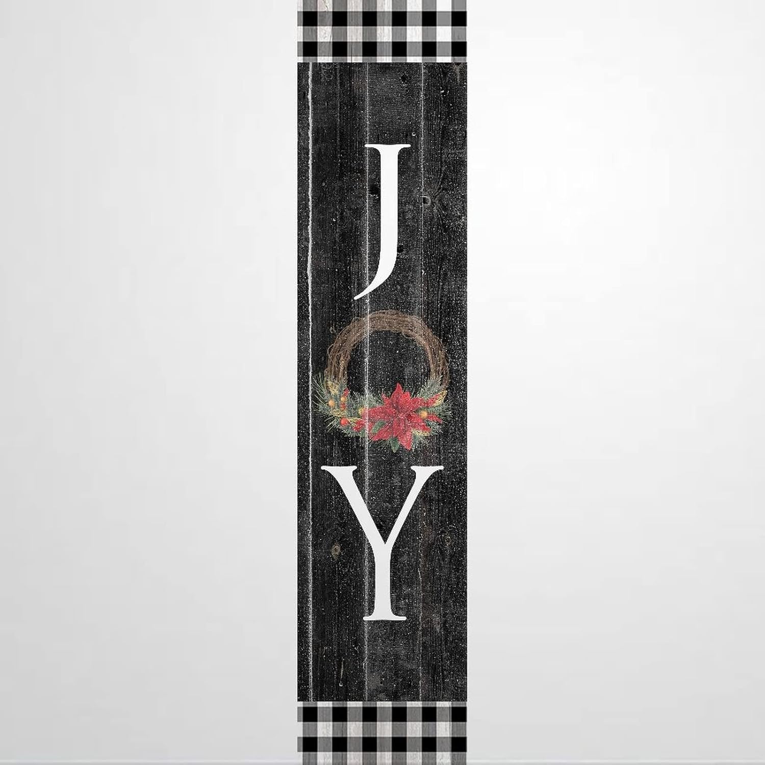Joy Winter Door Wreath Wood Sign Botanical Christmas Decor