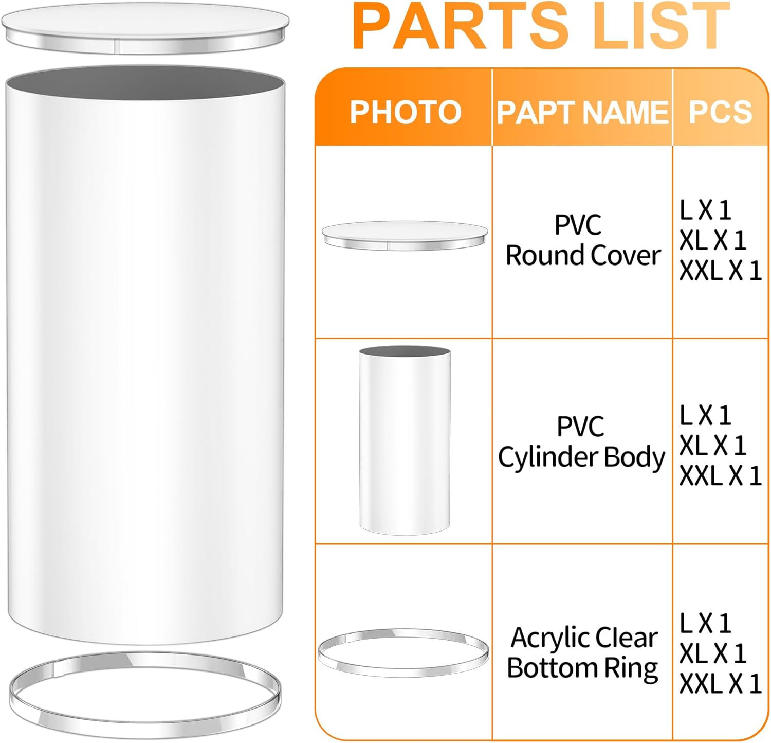 Toosci 3 Piece White Cylinder Display Stand Set for Party Decor