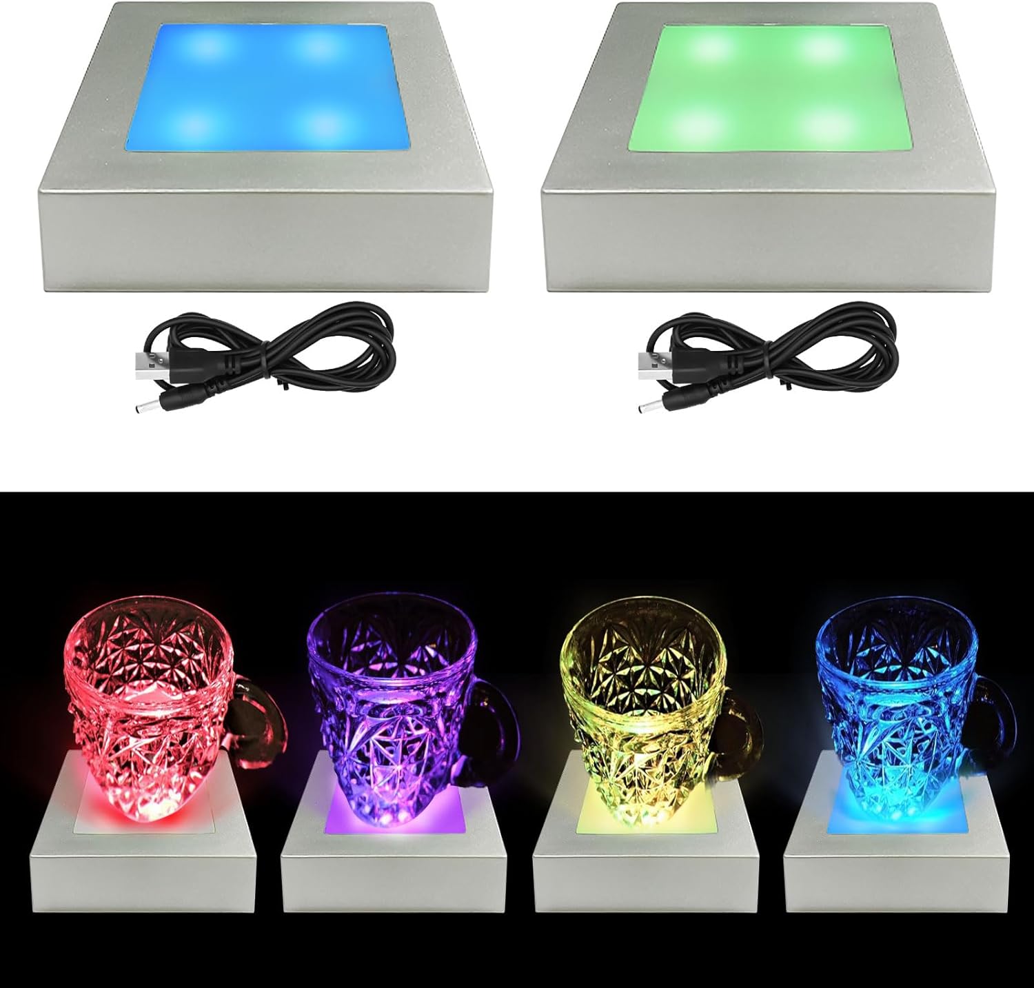 LED Light Base for Crystal 3D Glass Art Multicolor Display Stand Pedestal