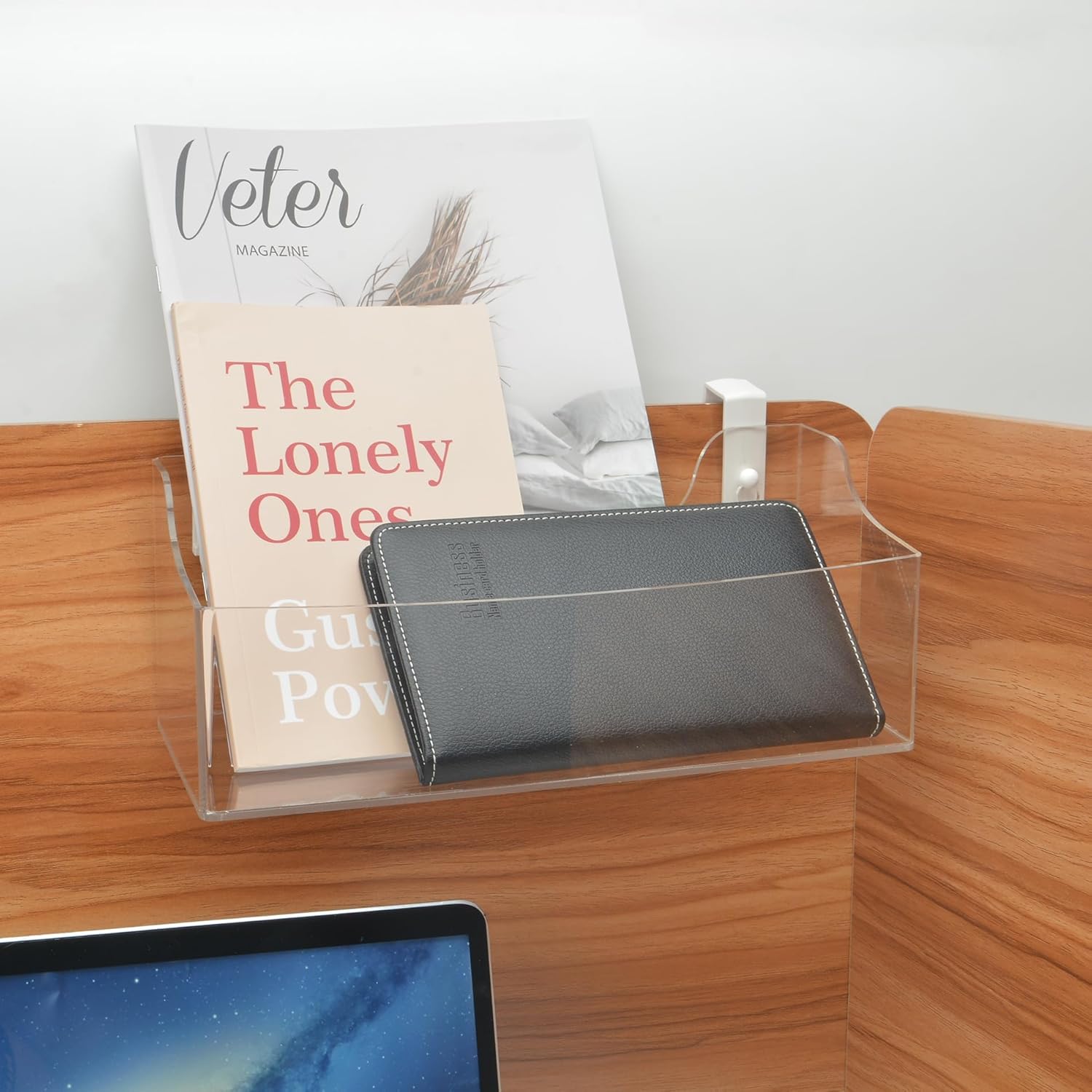 Acrylic Hanging Bedside Shelf - Clear Storage Organizer for Cubical Panels