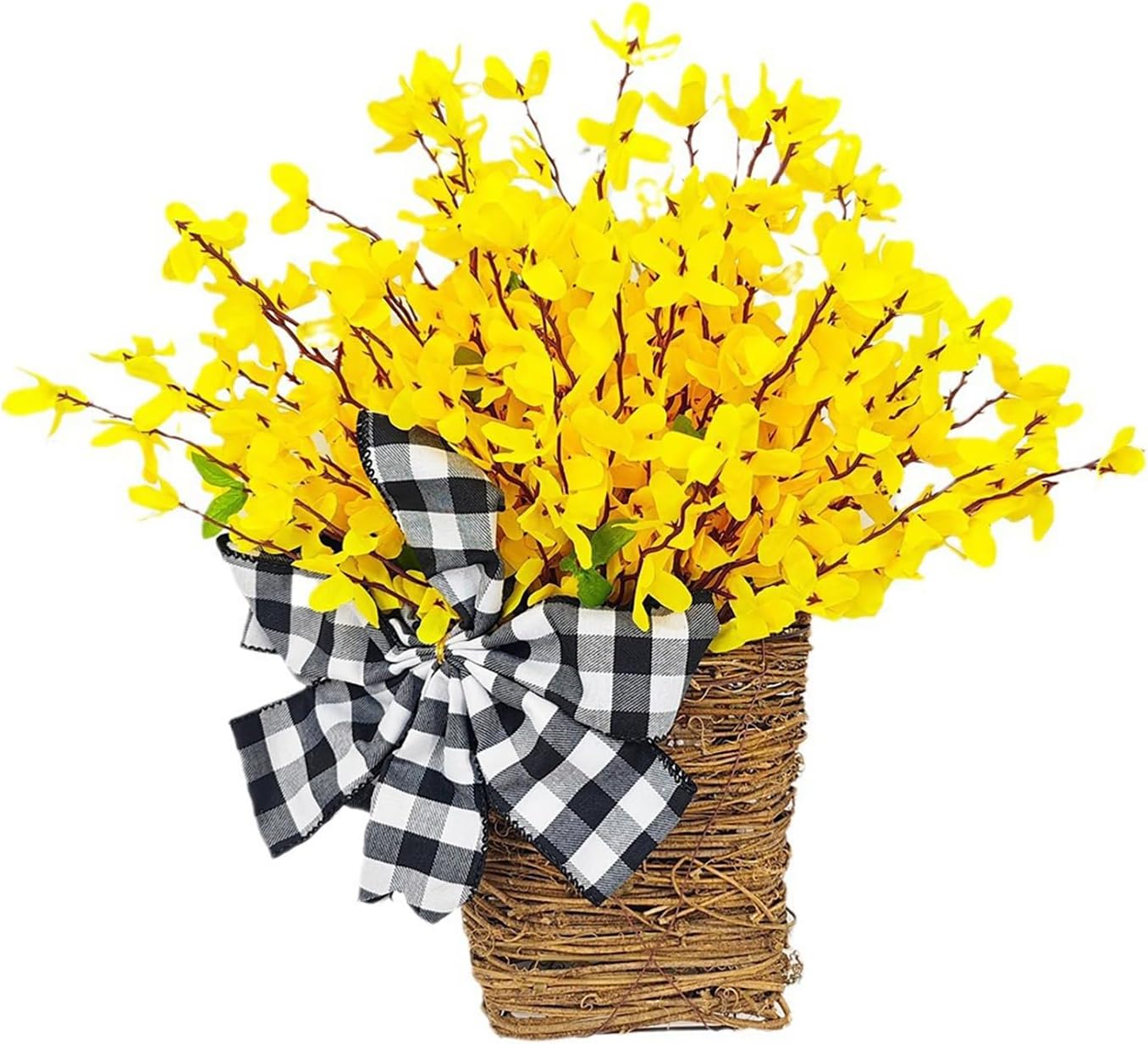 Artificial Spring Door Wreath with Rattan Frame