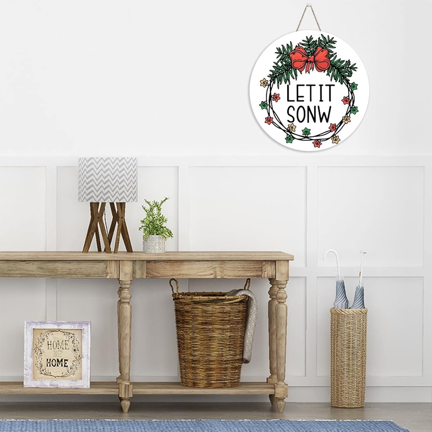 Mutilovely 12 Inch Christmas Welcome Sign for Front Door