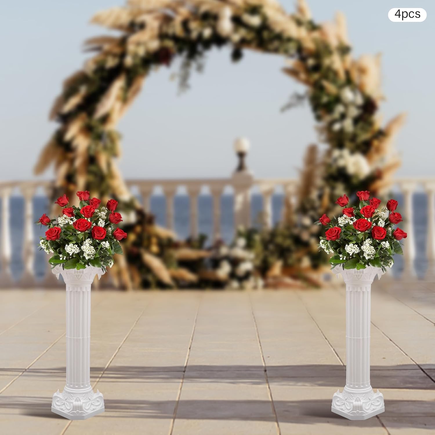 Roman Pillars Decoration Party Flower Pot Columns Set 4Pcs