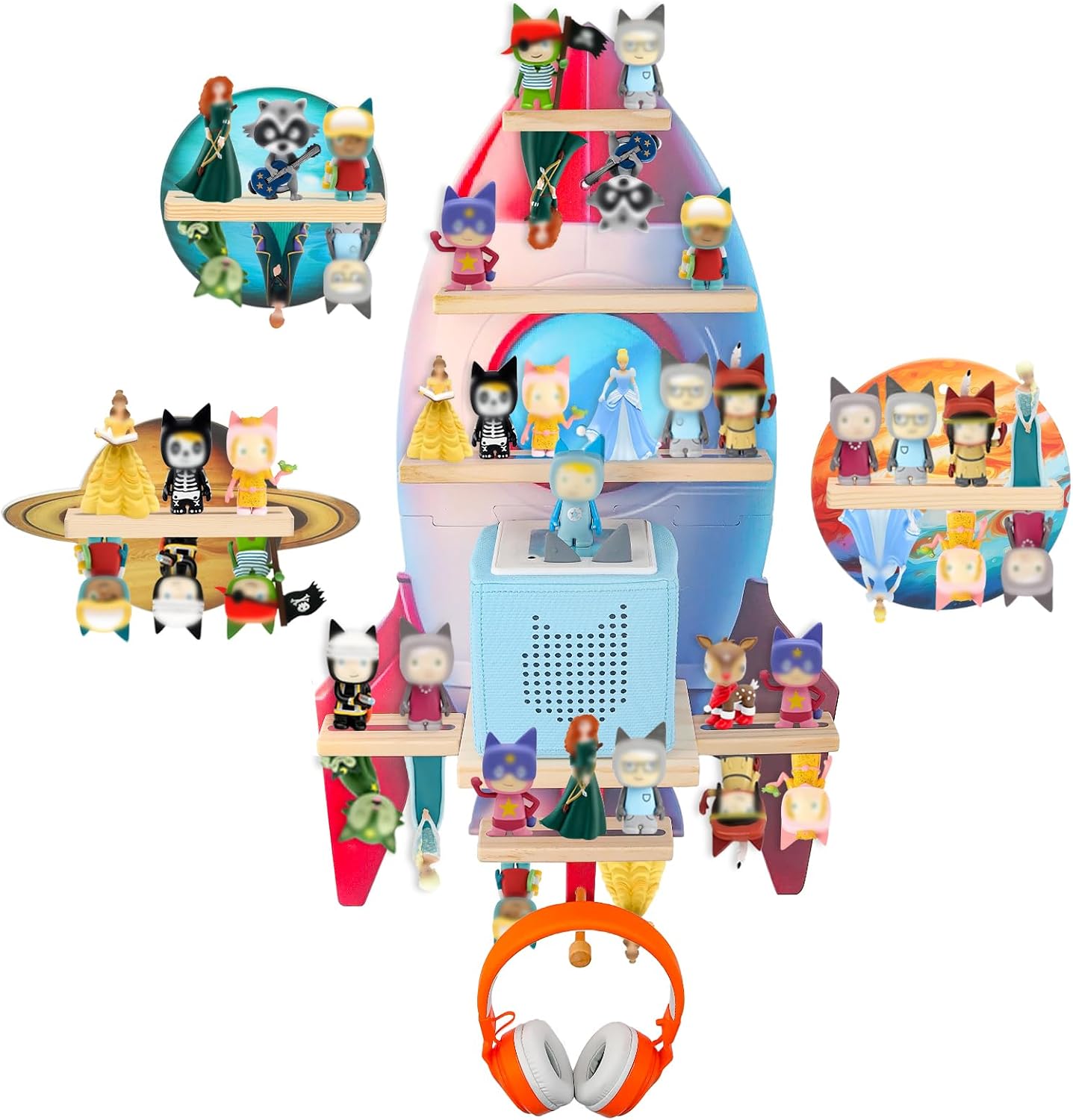 Taladad Wooden Floating Shelf for Toniebox Set of 4