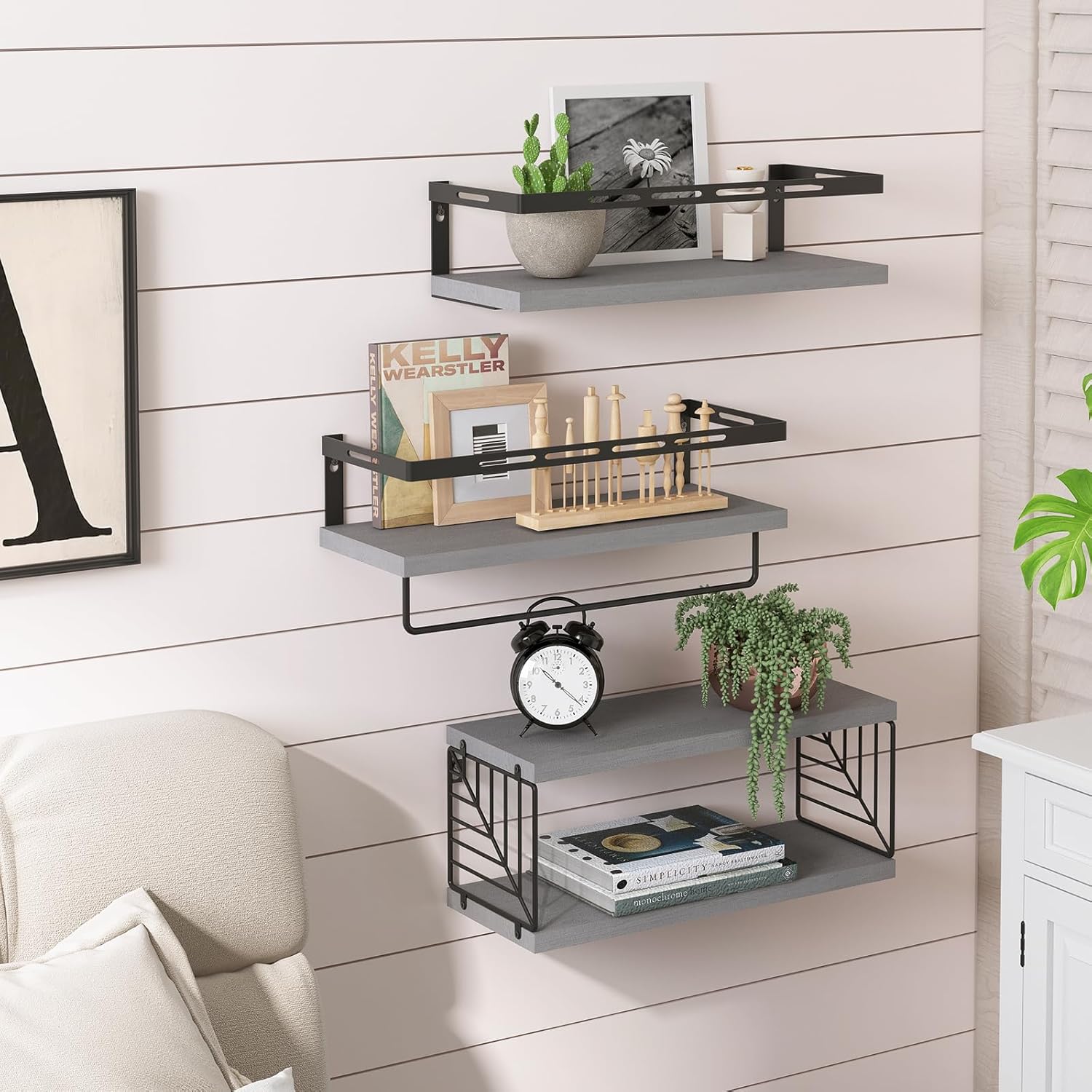 Fixwal 31 Tier Floating Bathroom Shelves with Towel Bar
