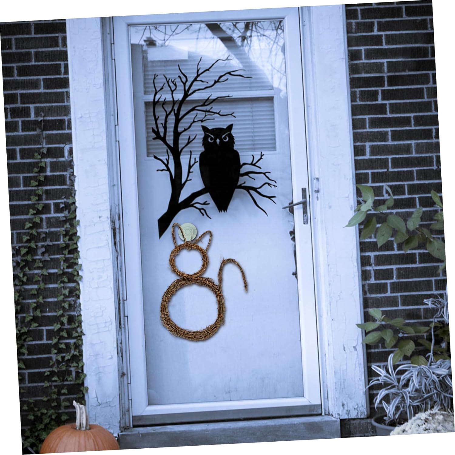 SOLUSTRE Halloween Cat Wreath Garland Pendant for Door and Wall Decor