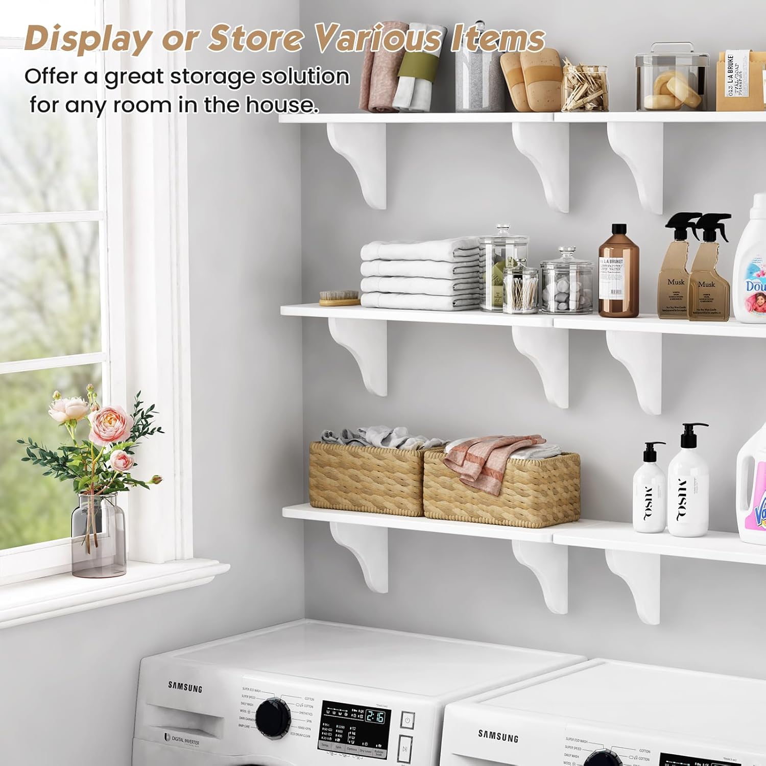 Forbena 24 Inch Wall Shelves Set of 3 White