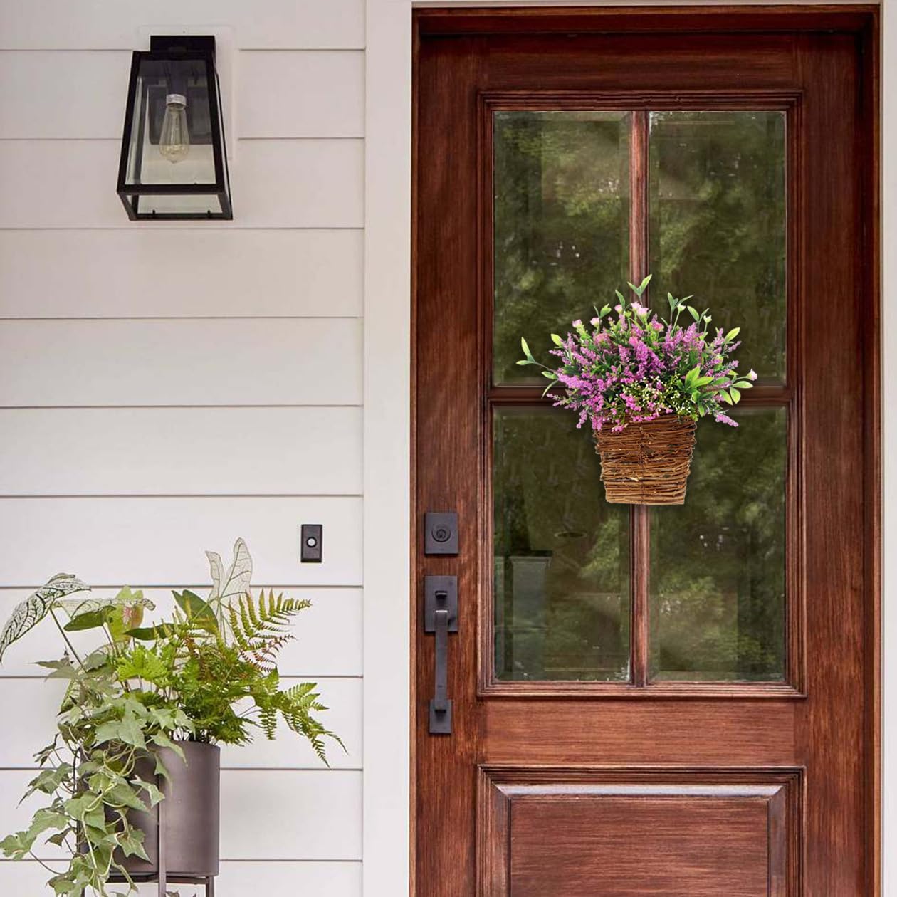 Wildflowers Door Hanging Basket Wreath for Front Door Decor