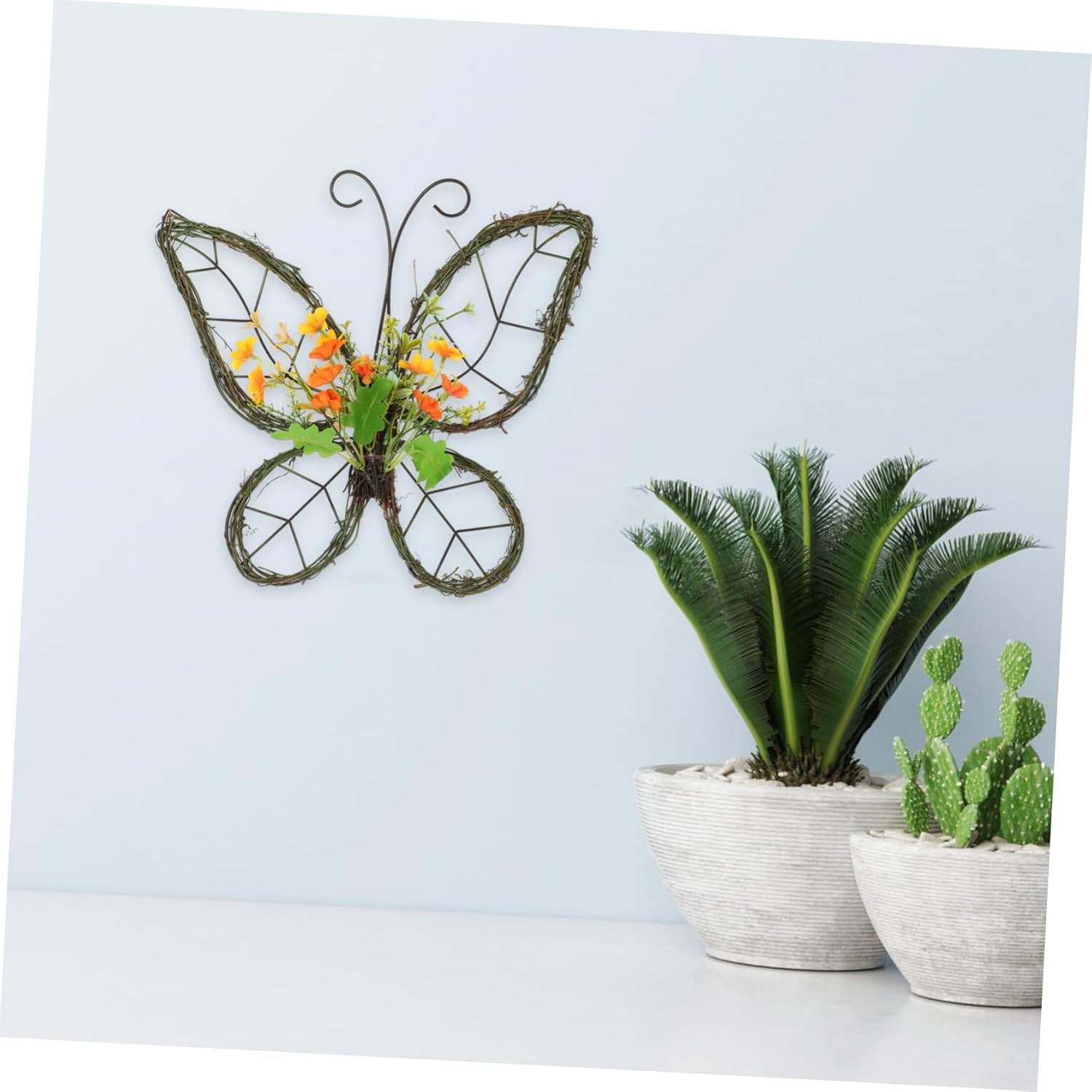 Butterfly Shaped Floral Wreath Spring Door Hanging Decoration
