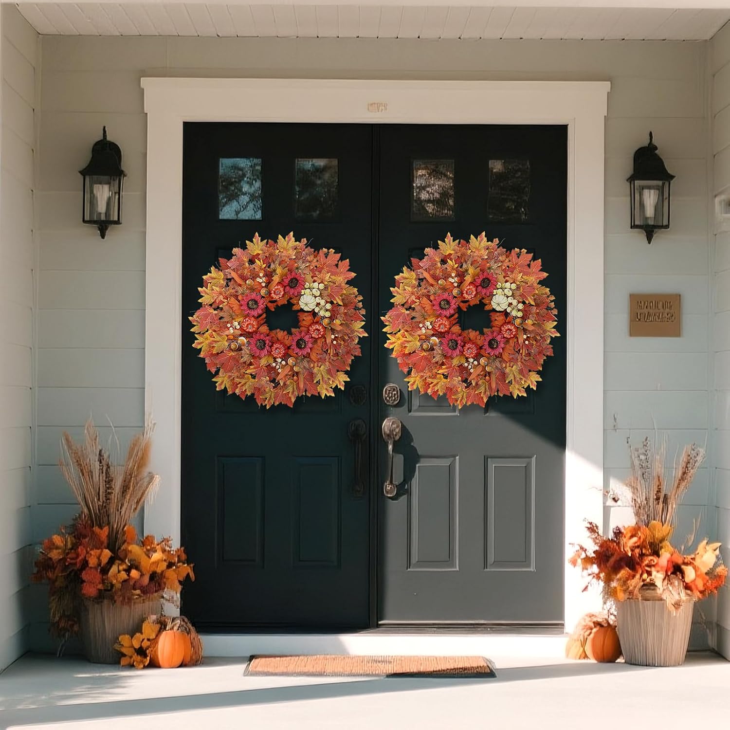 28 Inch Large Fall Wreath for Front Door Porch Window 1