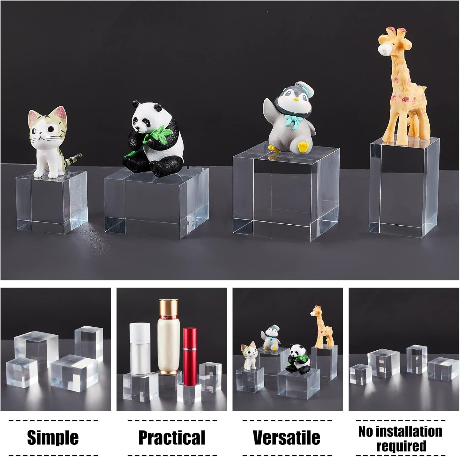OLYCRAFT 4PCS Clear Acrylic Display Cubes for Jewelry and Collectibles 1