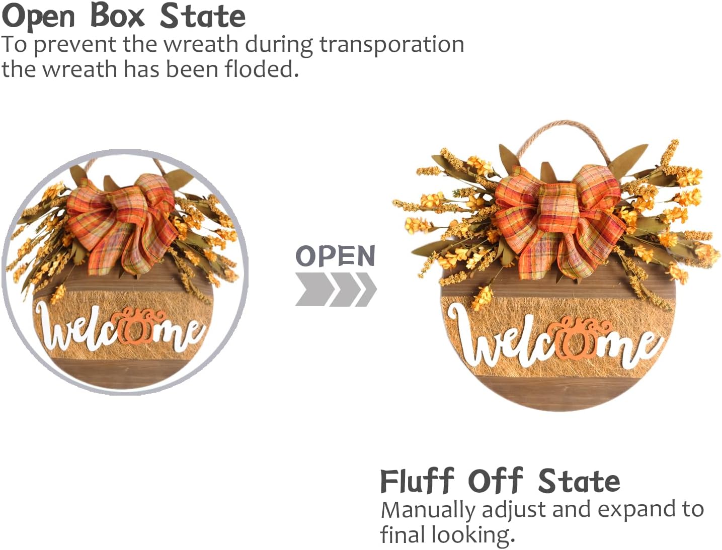 Fall Welcome Sign Decor Front Door Wreath