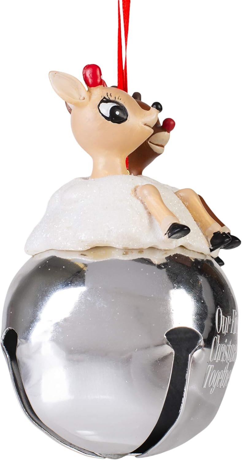 Rudolph and Clarice Holiday Bell Ornament Resin