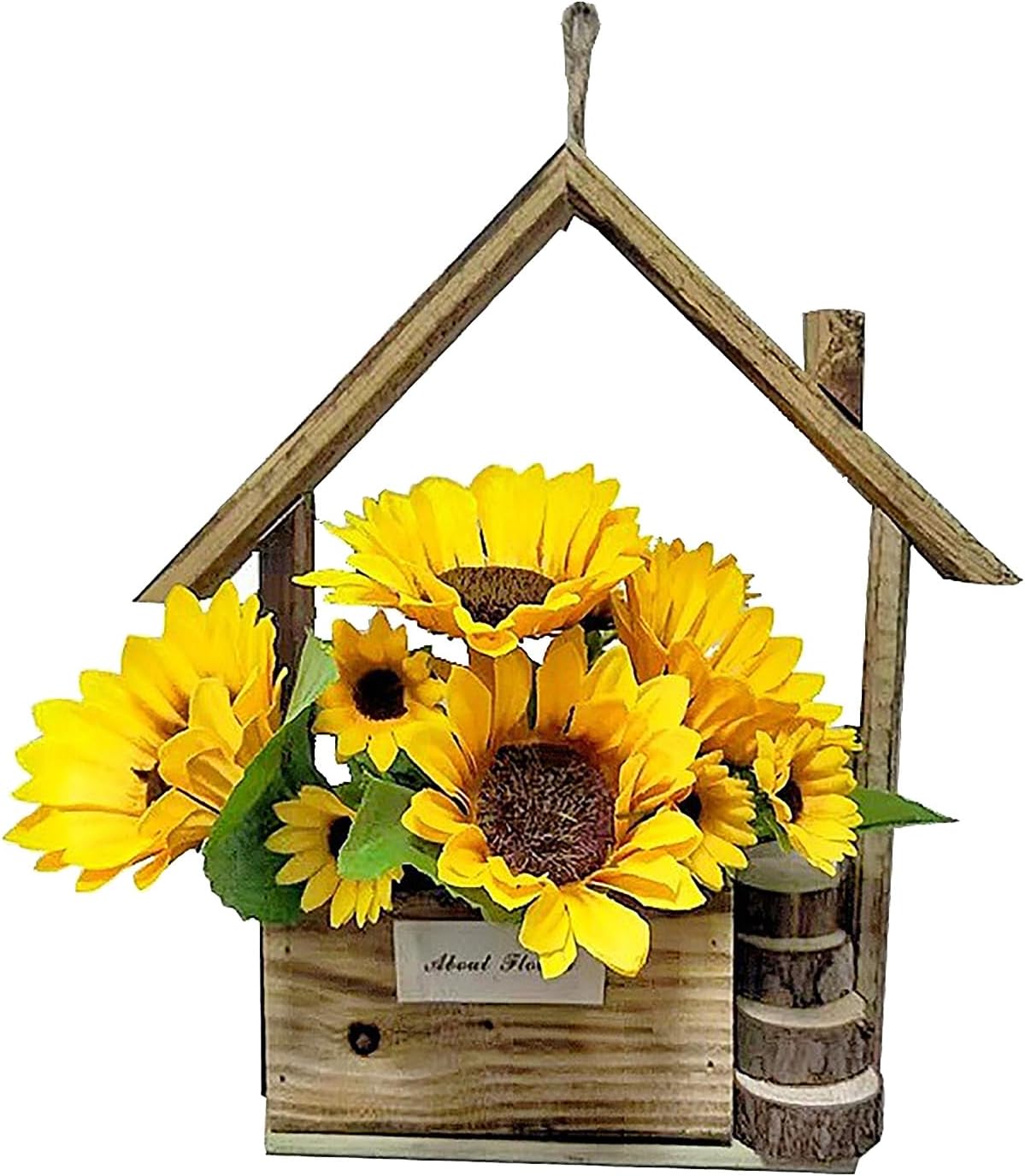 Wooden Door Hanger Wreath with Silk Flowers Wedding Sign Yellow 1043x866 Inches Outdoor