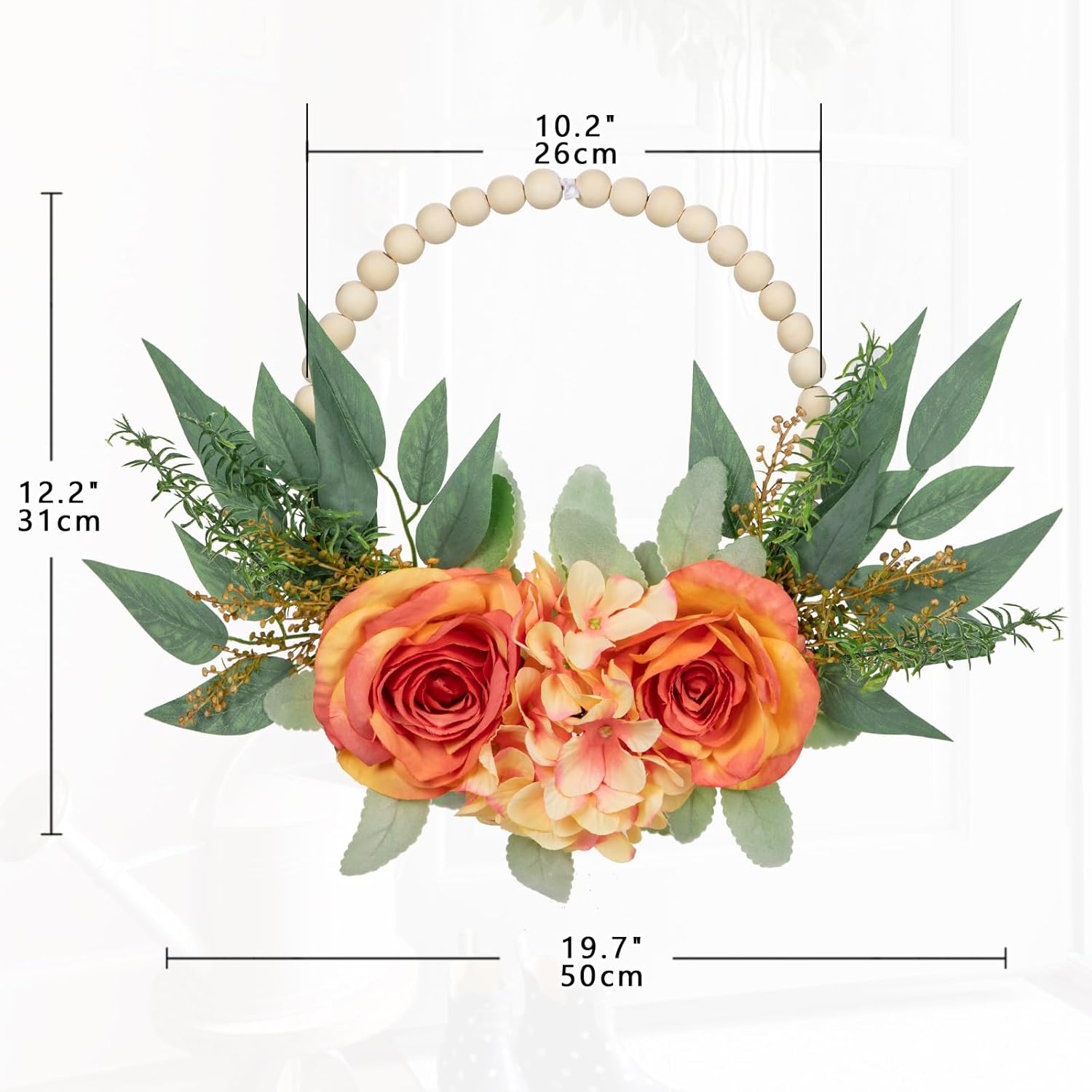 DILATATA Spring Wreaths Front Door Decor 2 Pack Orange