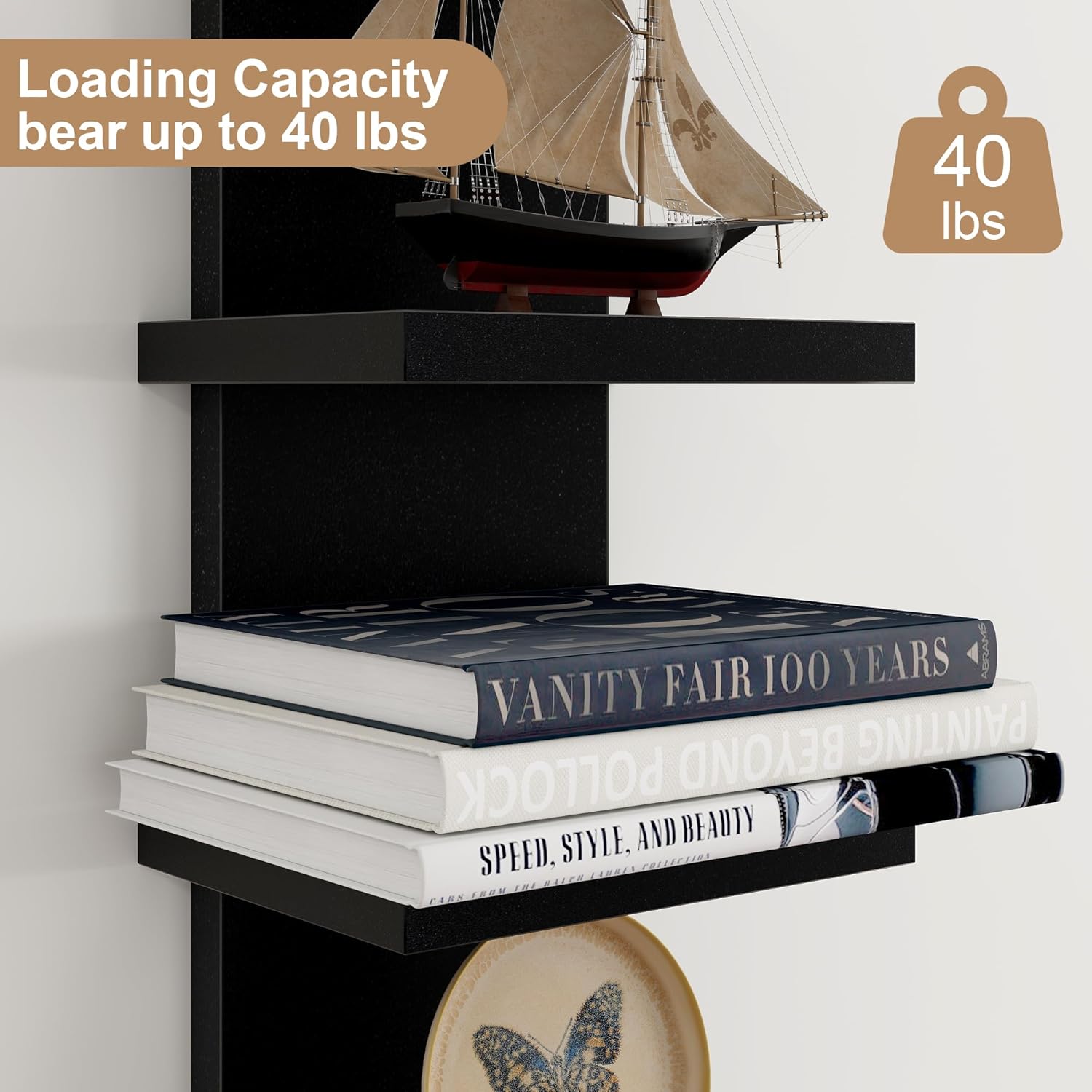 Fun Memories 5 Tier Wall Shelf Unit Black
