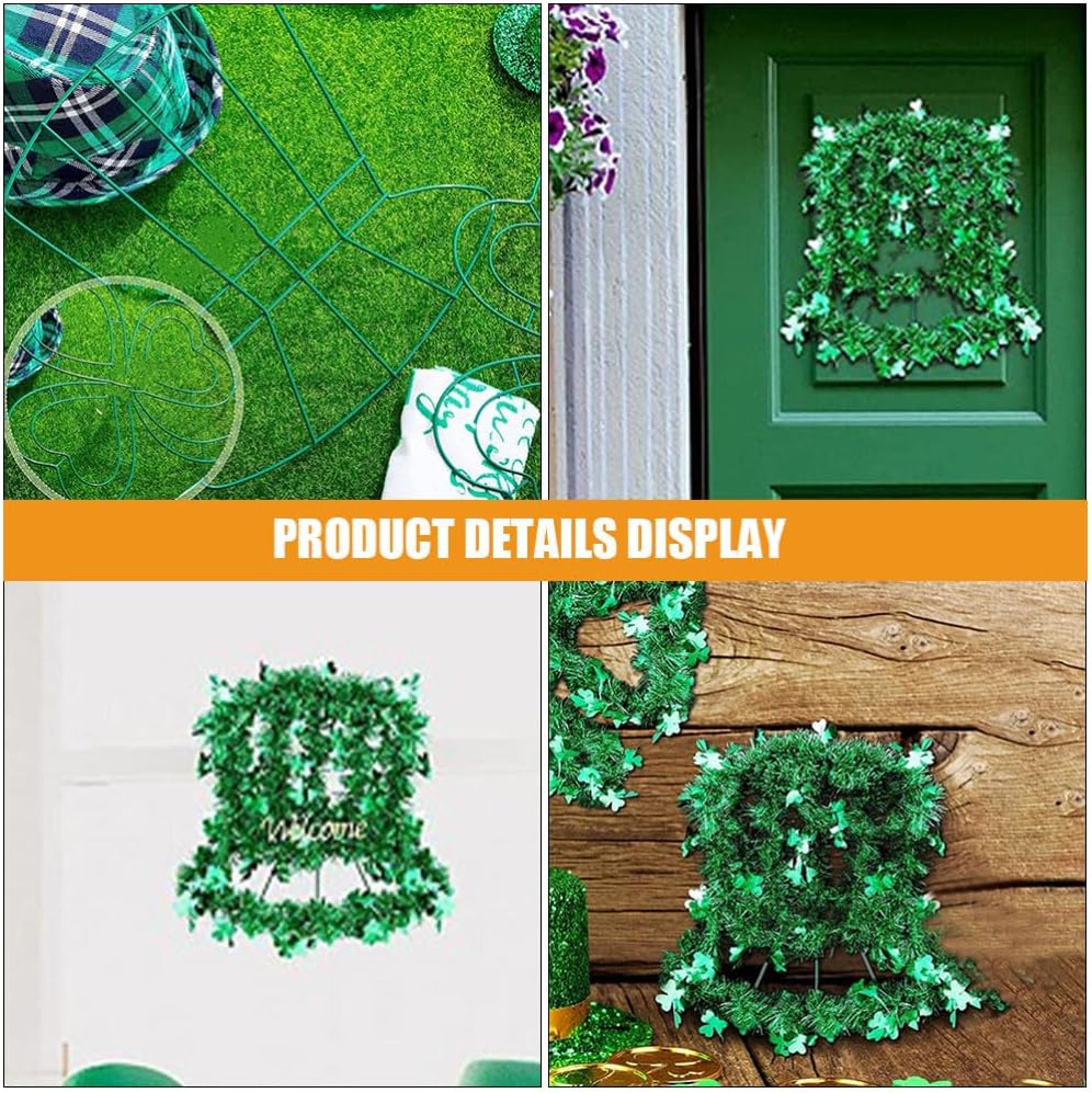 STOBAZA 2pcs Shamrock Wire Wreath Frame Door Hanger