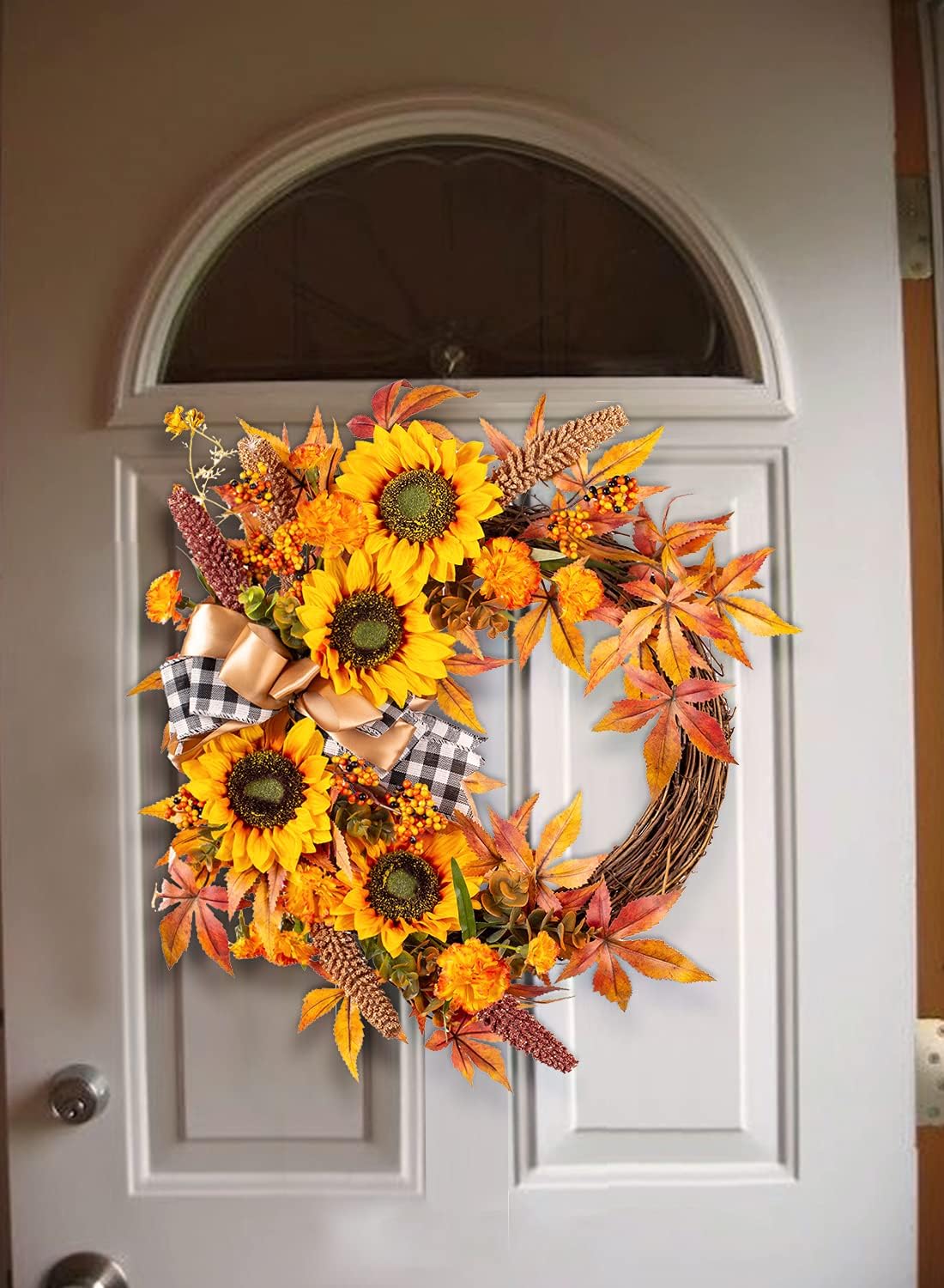 WANNA-CUL 16 Inch Fall Wreath Decor for Front Door
