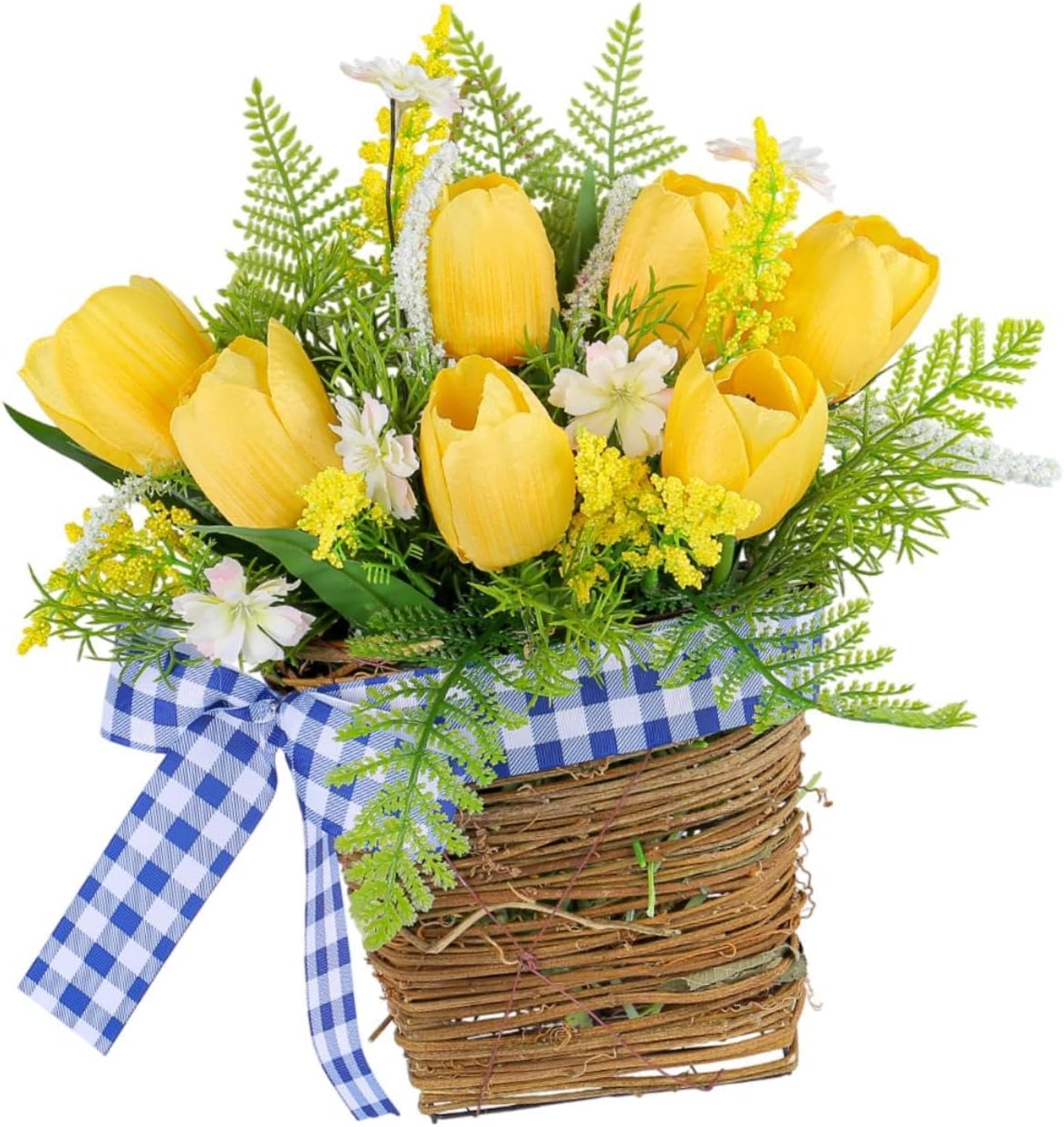 Tulip Door Hanger Basket Wreath for Farmhouse Decor