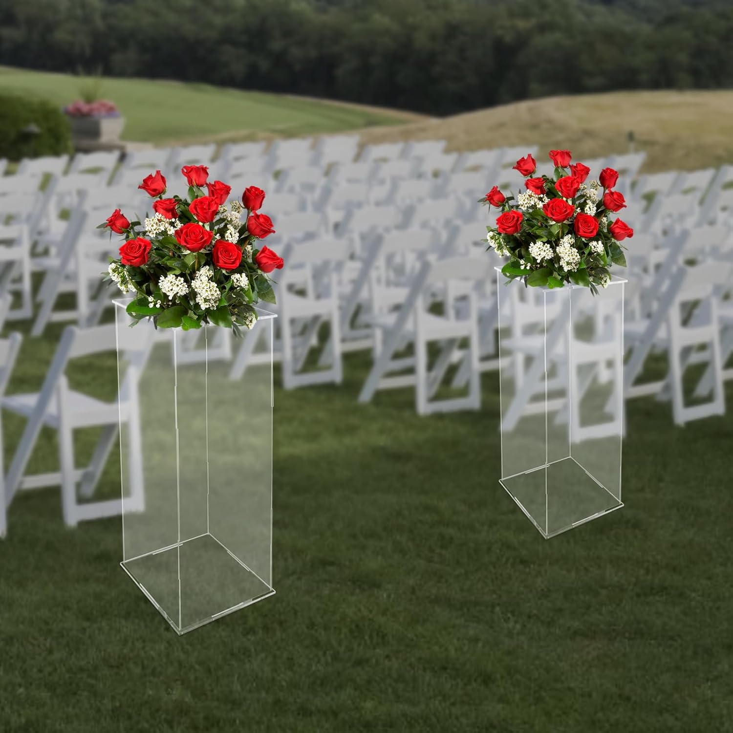 2 Pcs Modern Acrylic Display Stand 315 White Cube Pedestal