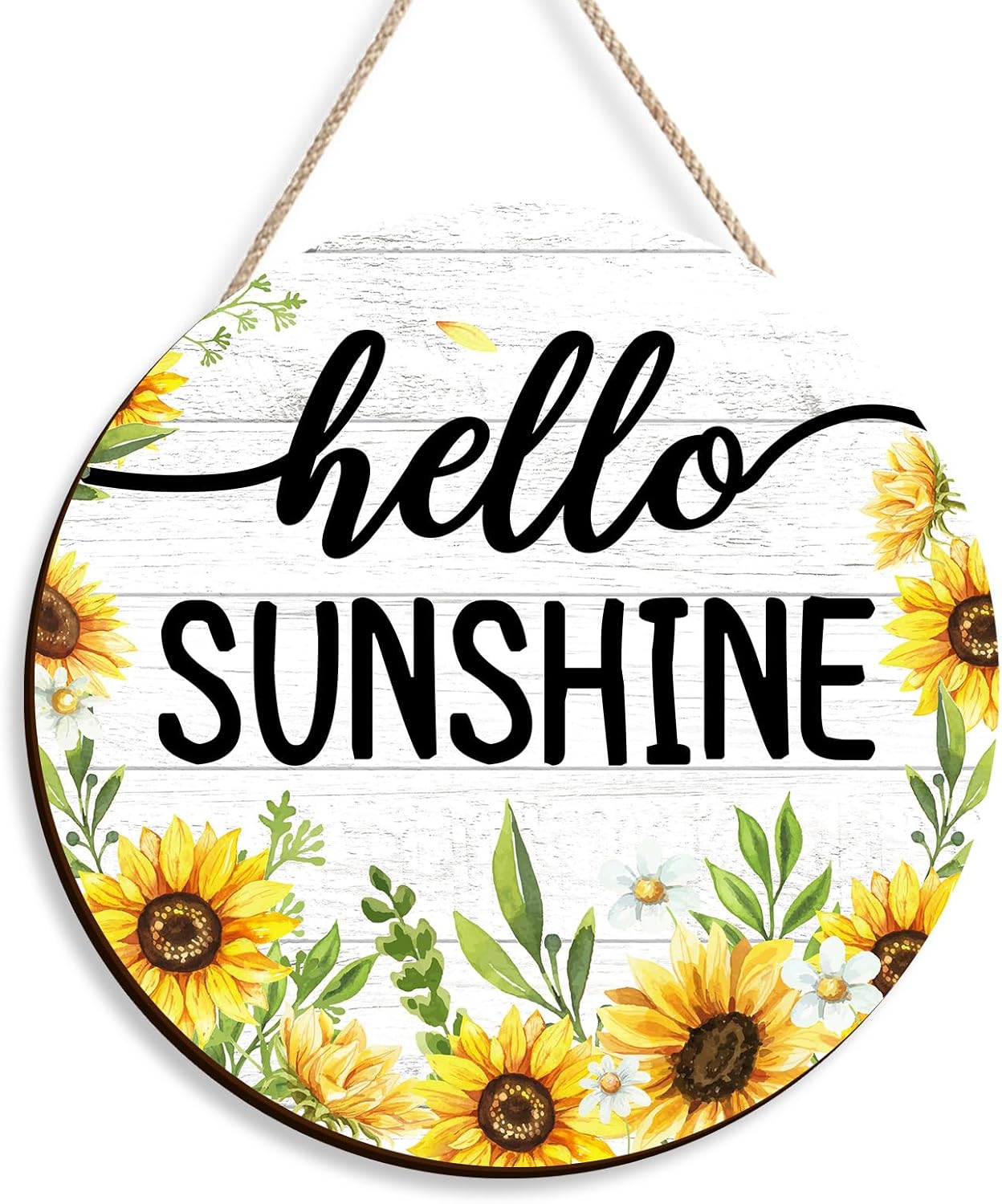 Artinme Summer Decor Wreath 12x12 Inch Hello Sunshine
