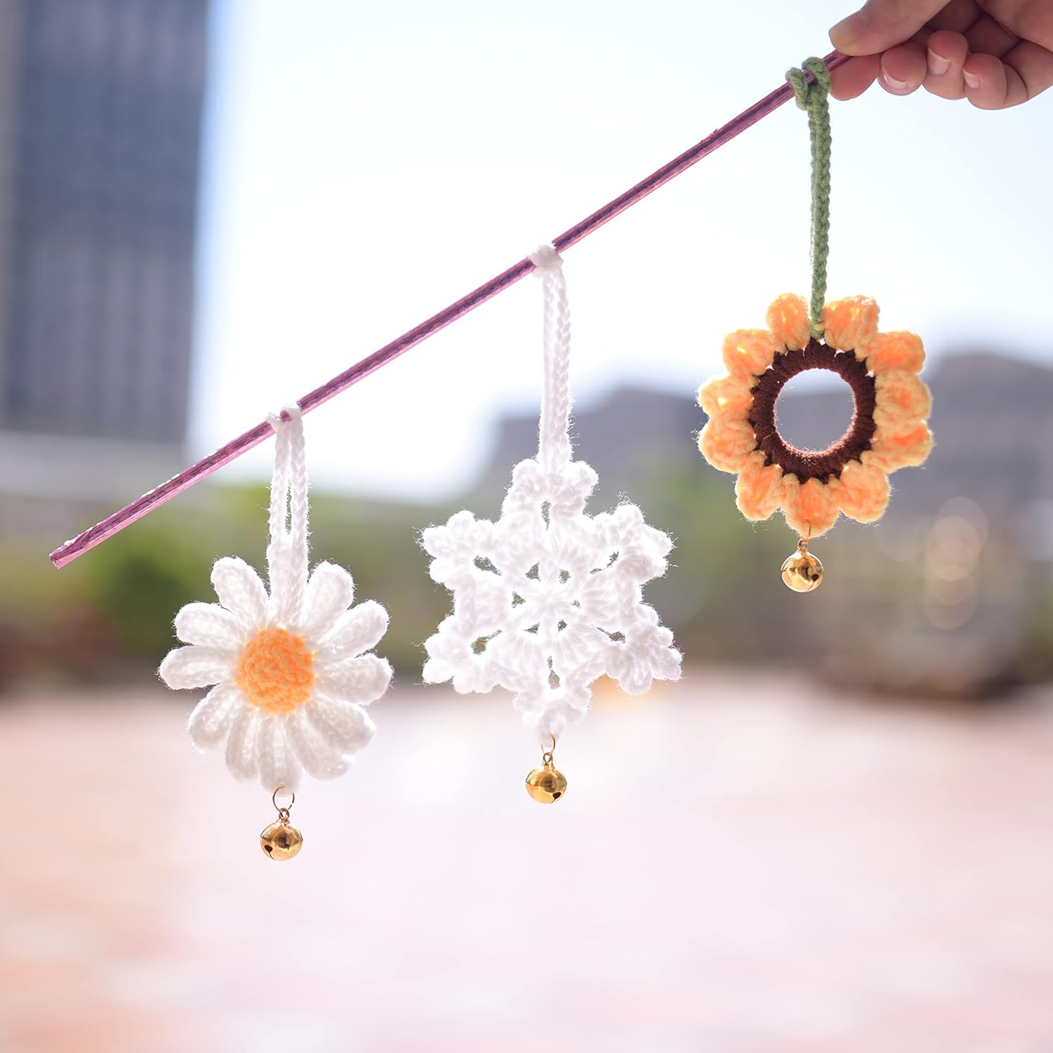 Handmade Crocheted Snowflake Ornaments 4pcs Christmas Decorations