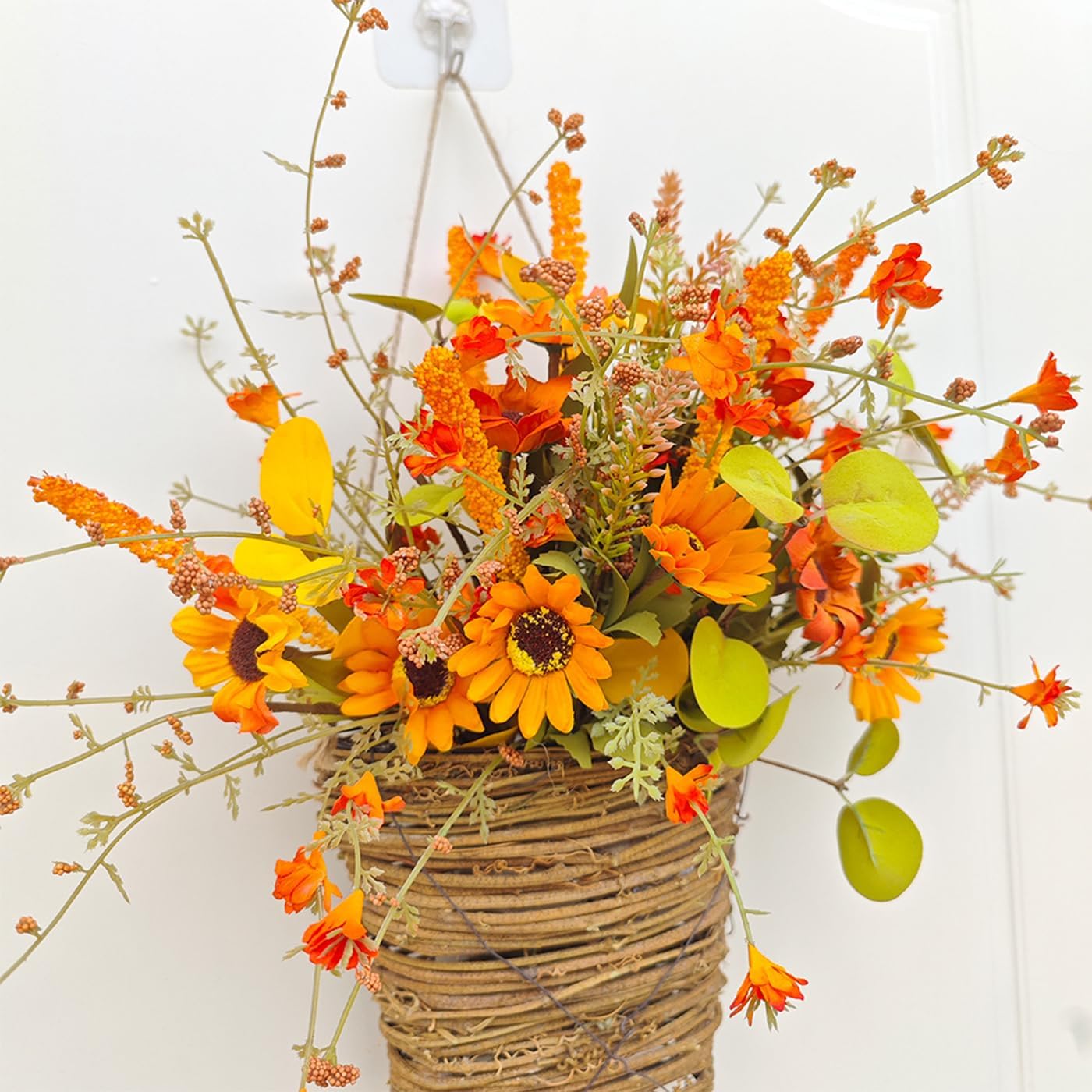 Fall Flowers Artificial Wreath for Front Door