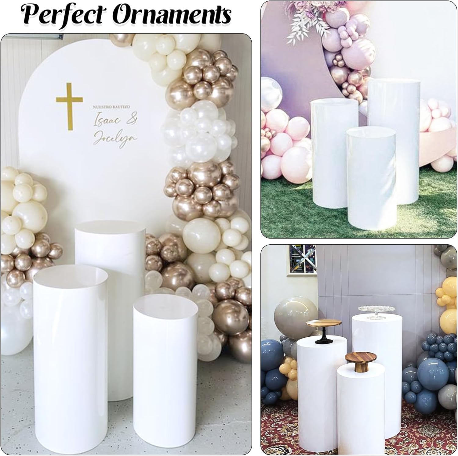 3PCS Metal Cylinder Pedestal Stands for Party Display