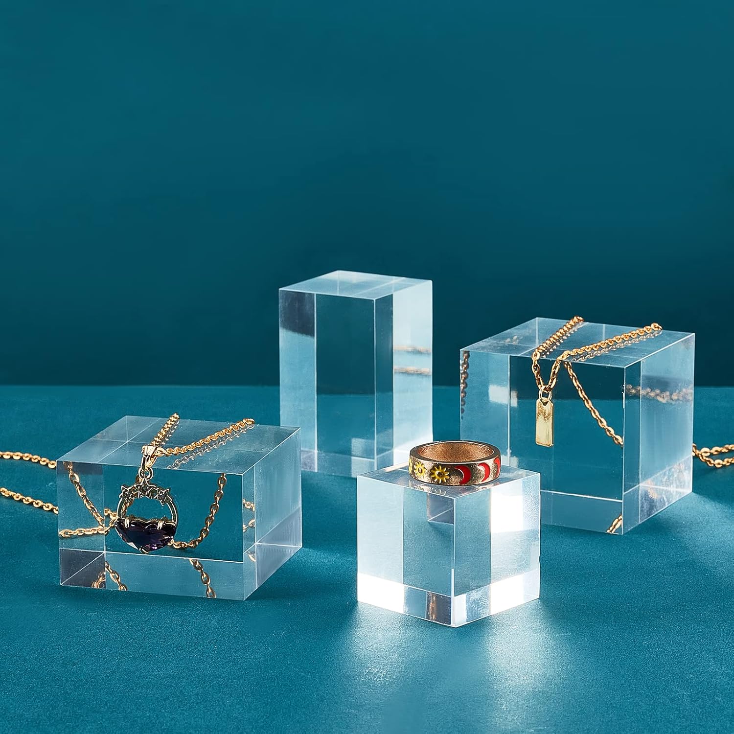 OLYCRAFT 4PCS Clear Acrylic Display Cubes for Jewelry and Collectibles 1
