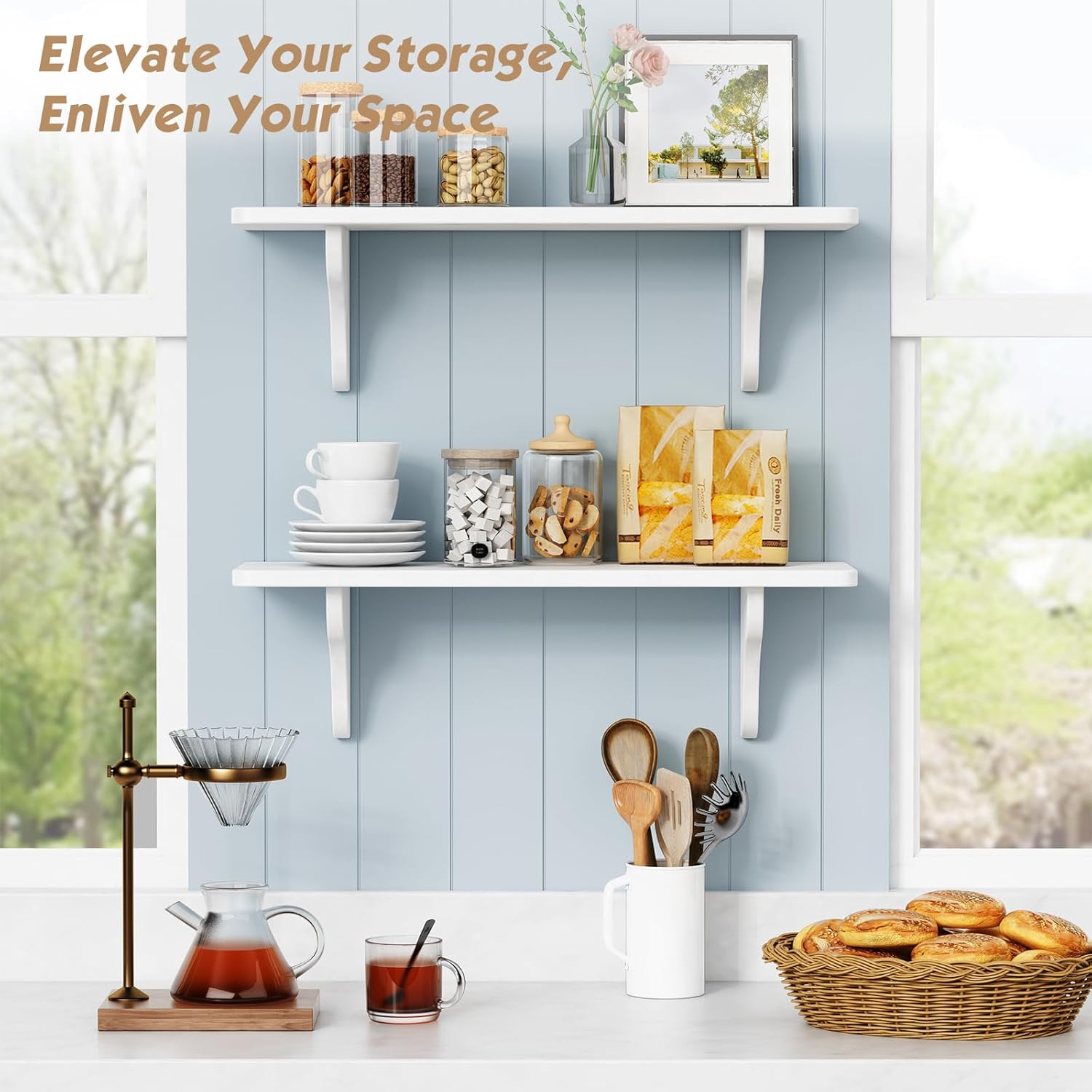 Forbena 24 Inch Wall Shelves Set of 3 White