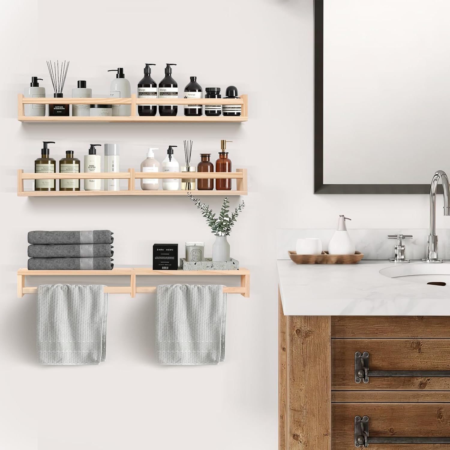 Birola 32 Inch Floating Bookshelf Set of 3