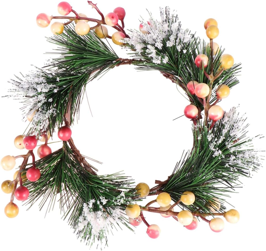 LIFKOME Simulated Berry Pink Flower Wall Decor Wreath Front Door Hanger