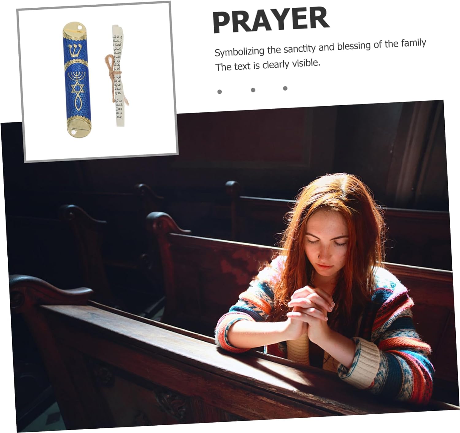 Amosfun Metal Mezuzah with Scroll Set Classic Jewish Door Blessing Decor