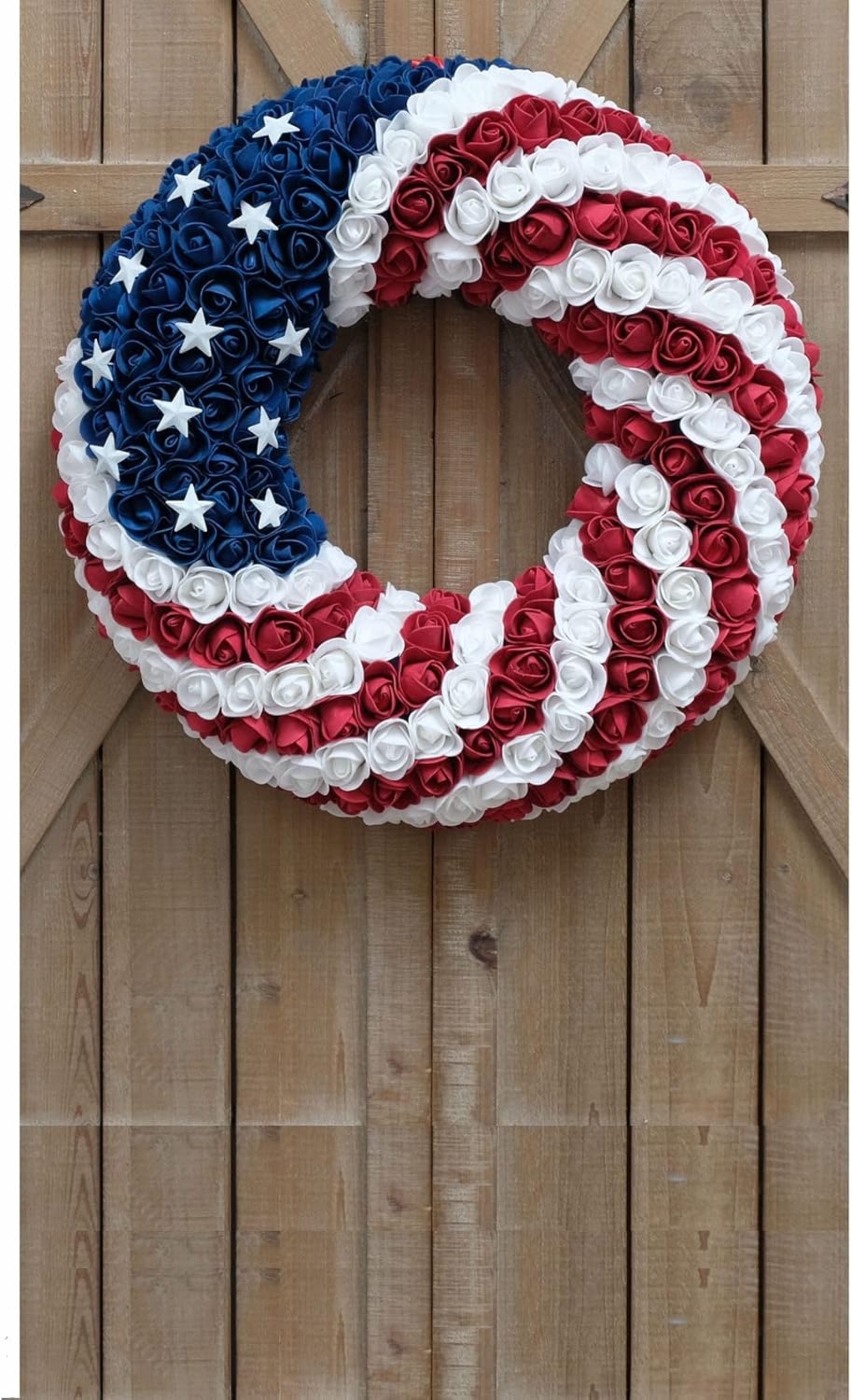 18 Inch Patriotic Roses Wreath for 4th of July