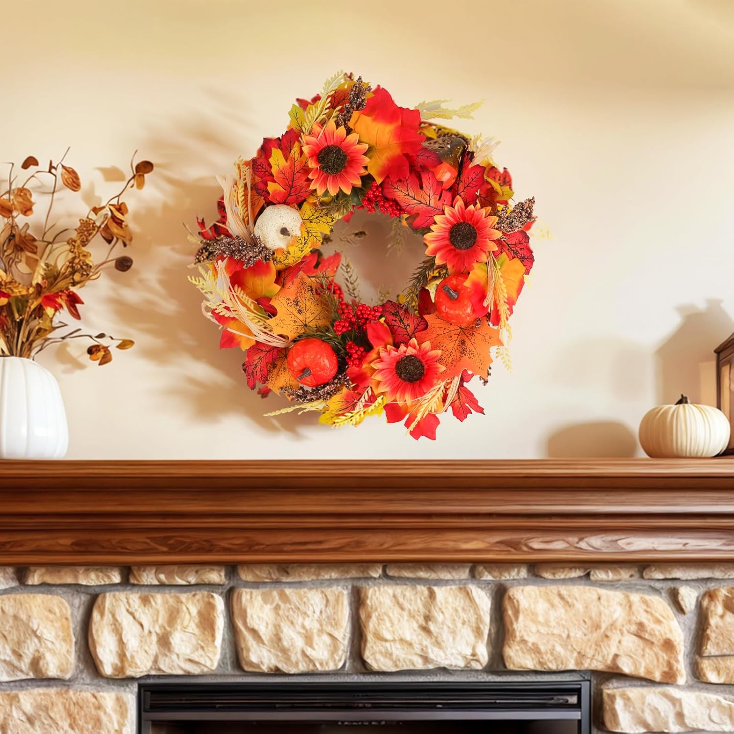 16 Autumn Wreath for Front Door - Farmhouse Style