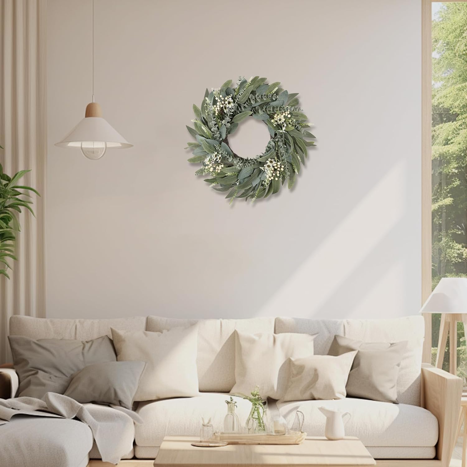 26 Inches Large Eucalyptus Spring Wreath for Front Door Decor
